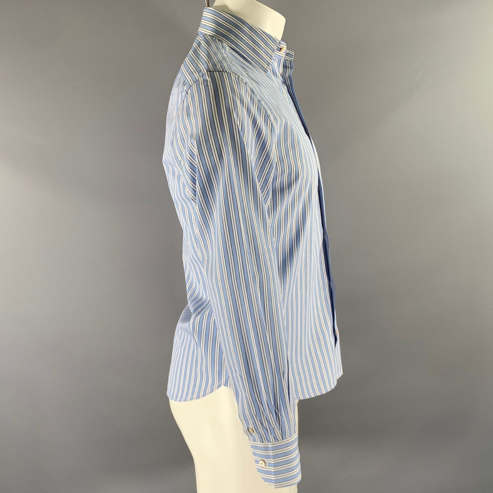 Gucci GUCCI Size S Blue White Stripe Cotton Long Sleeve Shirt Size 40R - 3 Thumbnail
