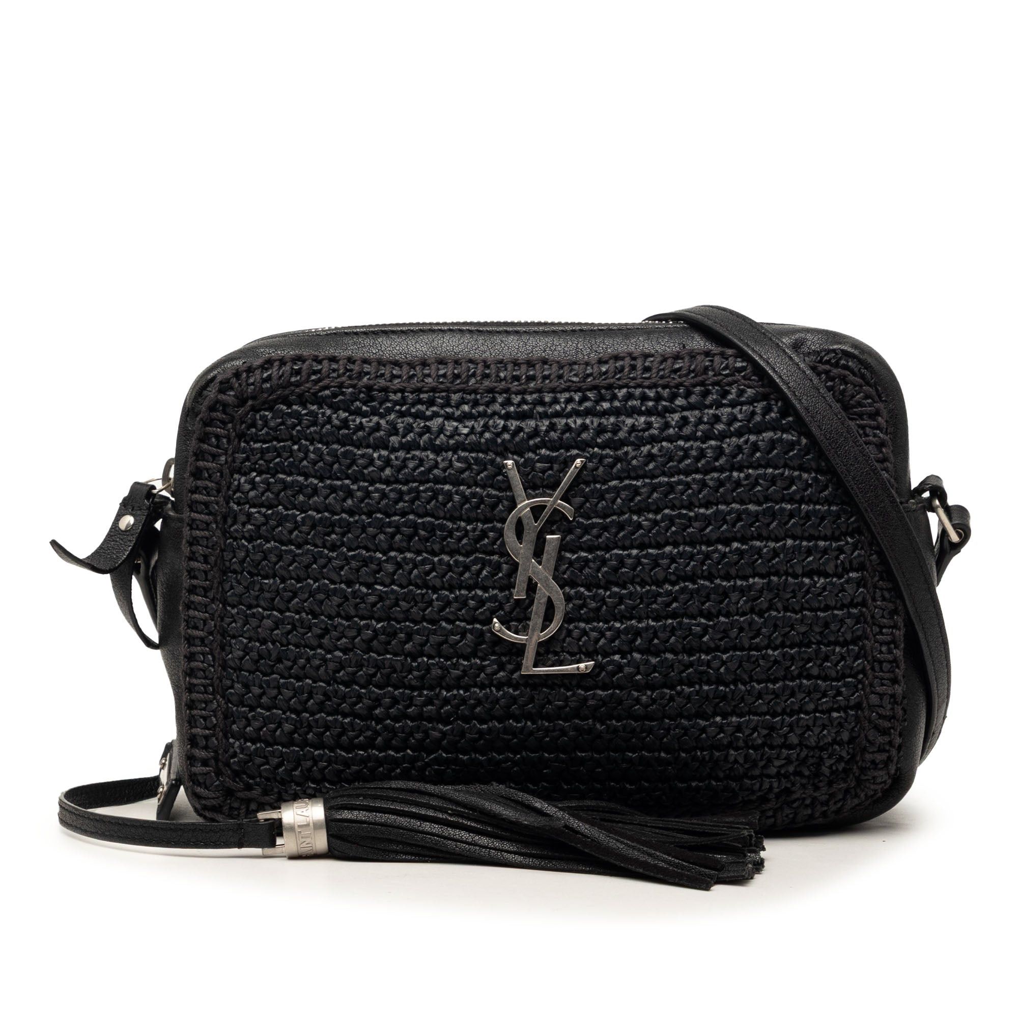 Saint Laurent Paris Woven Raffia and Leather Lou Camera Bag Size ONE SIZE - 1 Thumbnail