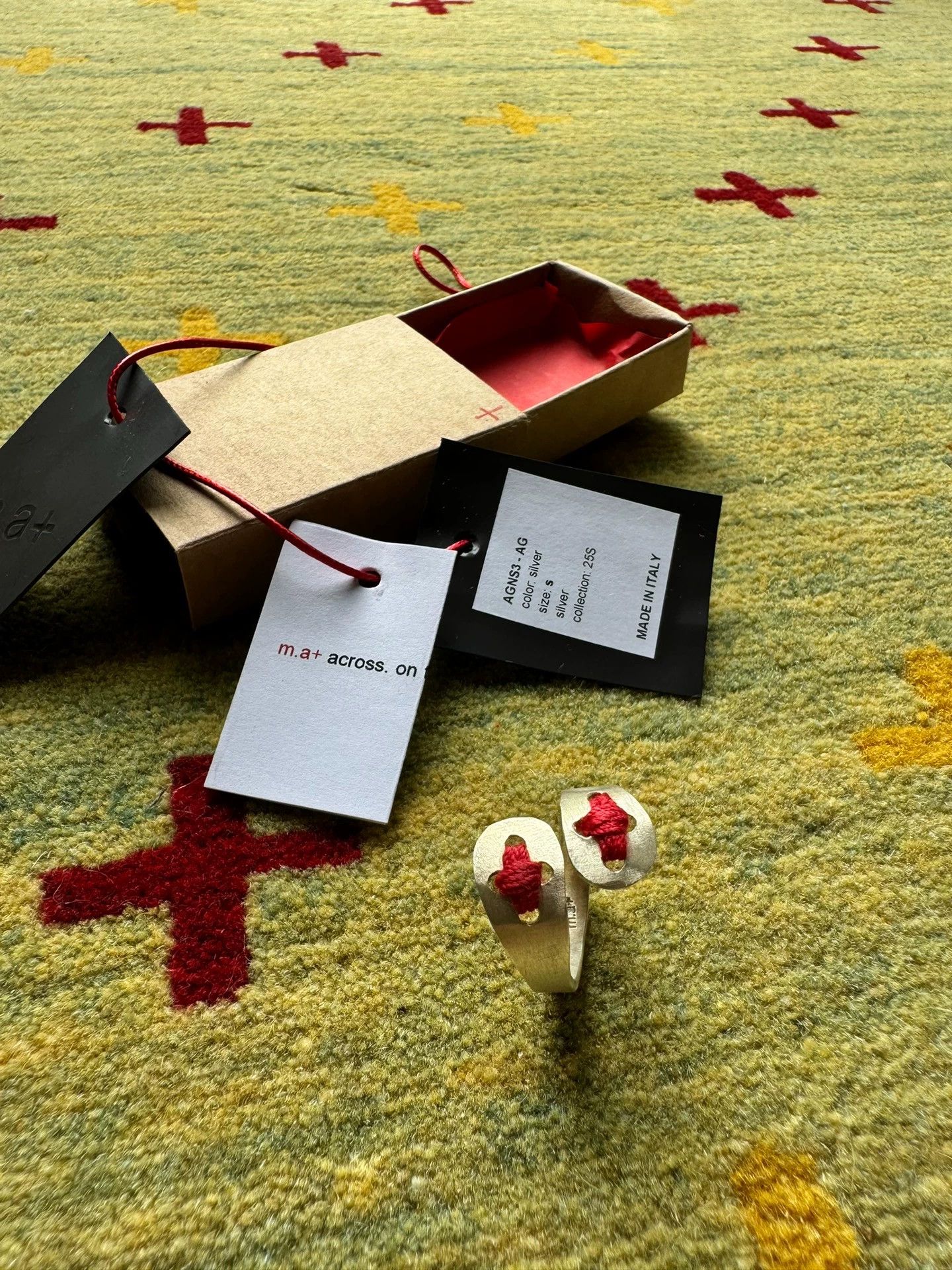 Ma+ maurizio amadei m.a+ red string cross ring s AGNS3 Size ONE SIZE - 1 Thumbnail