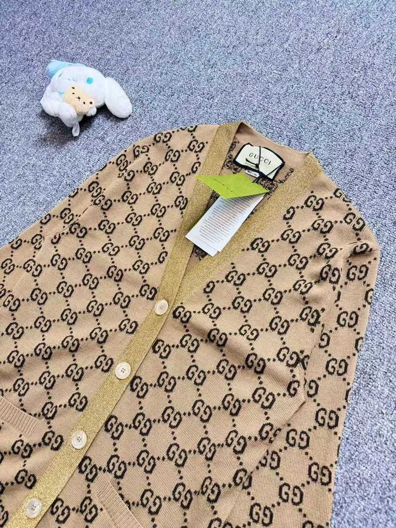 Gucci Gucci Brown gold silk old flower full logo knitted cardigan Size US XS / EU 42 / 0 - 3 Thumbnail