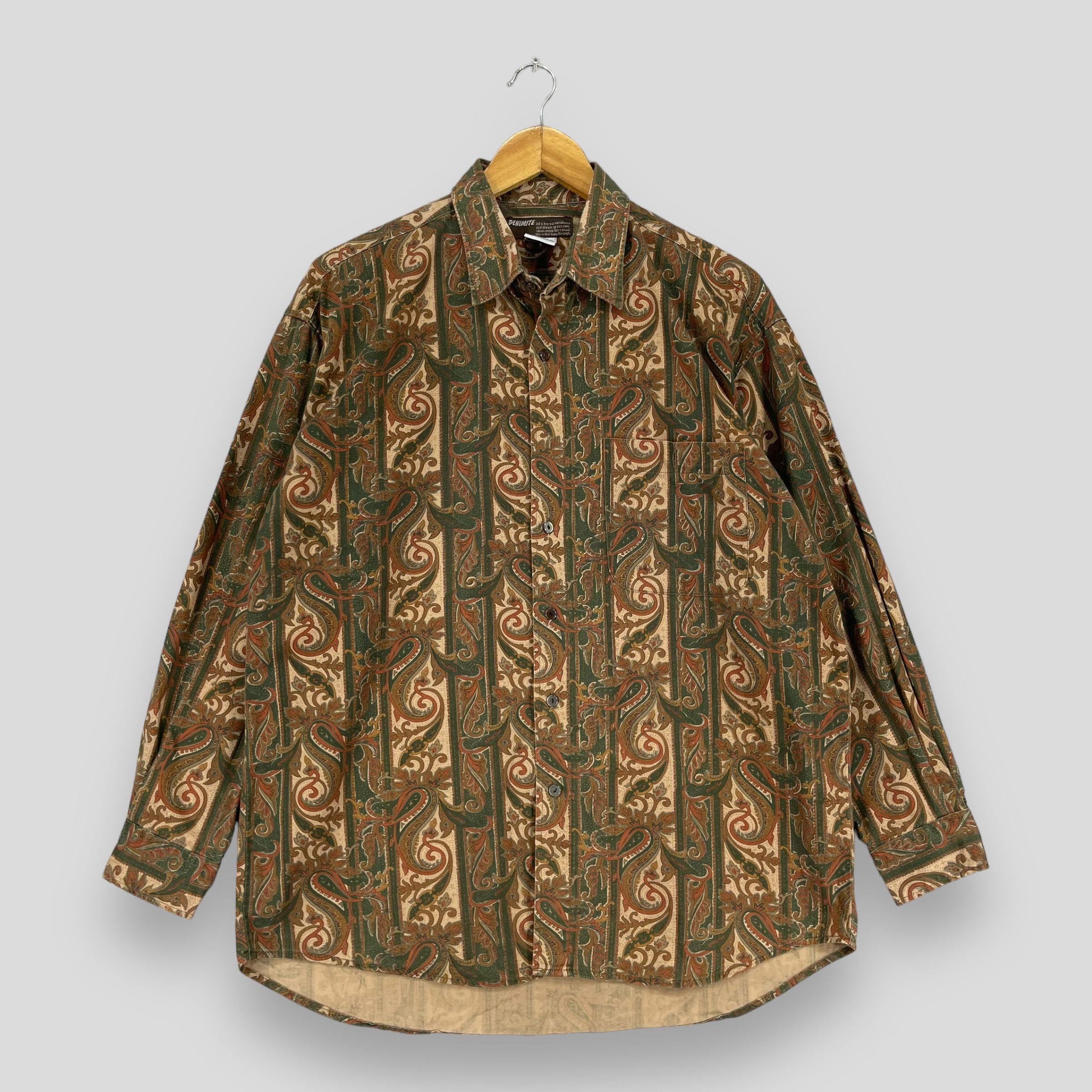 Vintage 90s Abstract Floral Multicolor Paisley Motive Shirt