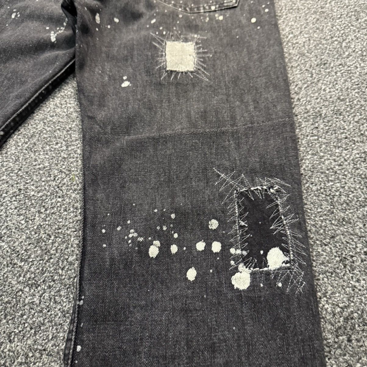 If Six Was Nine 🔥🇯🇵 90s Japanese LGB Sun Faded Paints Splatter Denim Size US 29 - 8 Thumbnail