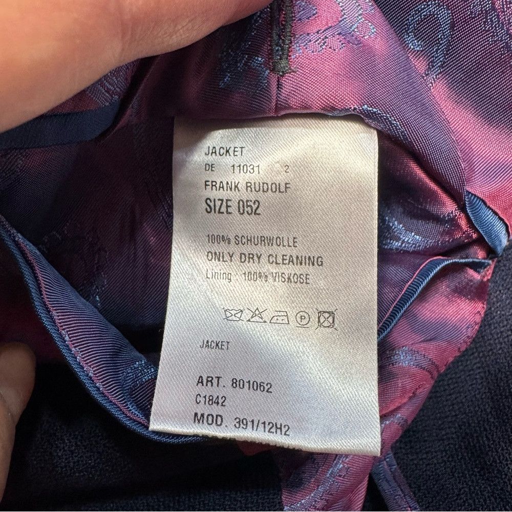 Other New Frank Rudolf Hamburg Blue 100% Wool Jacket Size 52 Size 52R - 6 Thumbnail