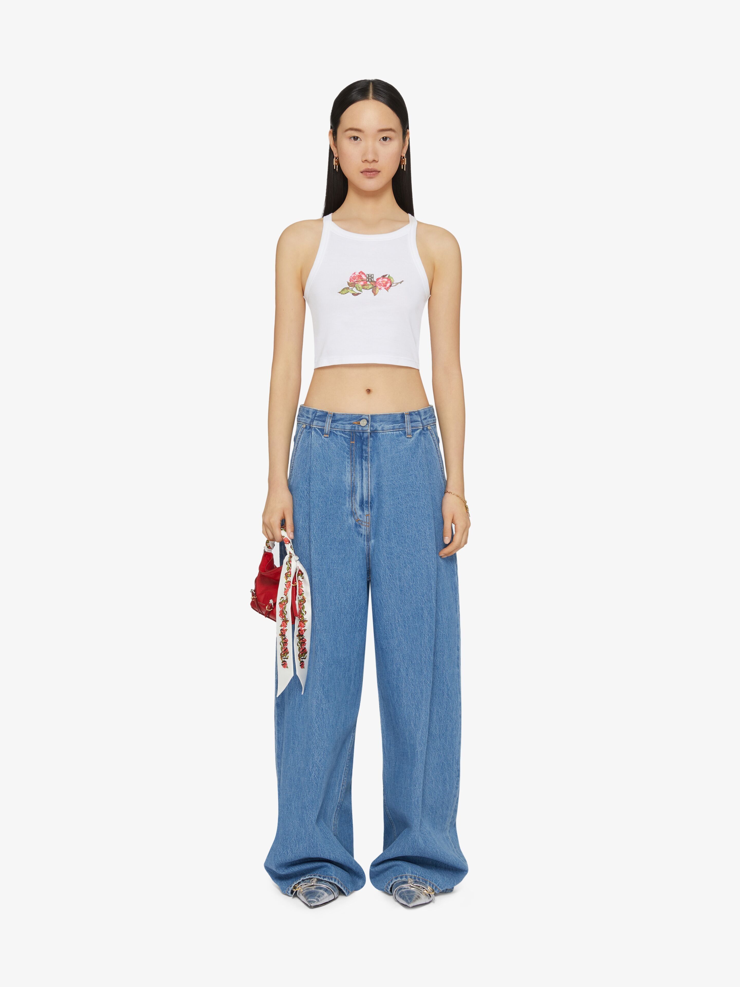 Givenchy o1w1db10825 4G Cropped Tank Top in White Size XS / US 0-2 / IT 36-38 - 2 Thumbnail