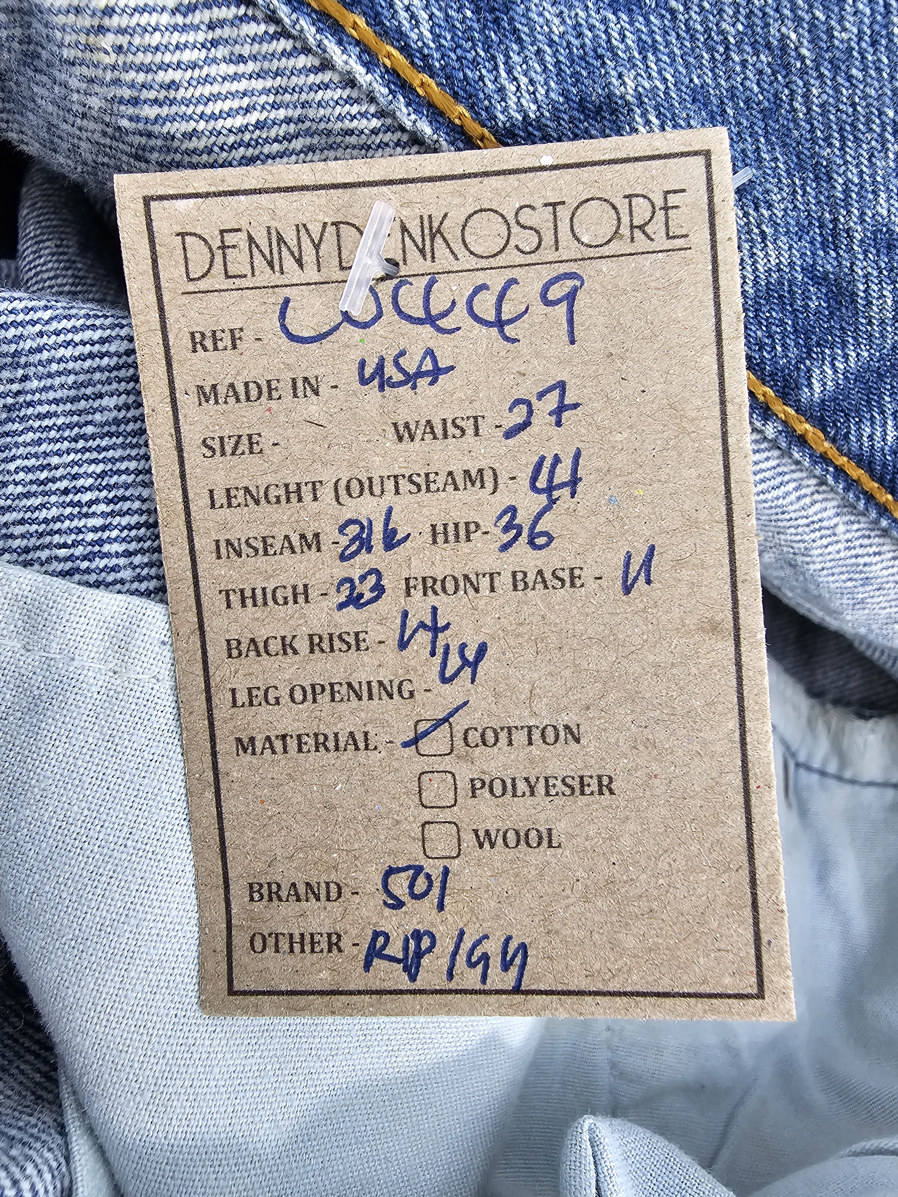 Levi's Vintage LEVIS 501 Ripped Blue Jeans L0449 Size 27X31.5 Size US 27 - 14 Thumbnail