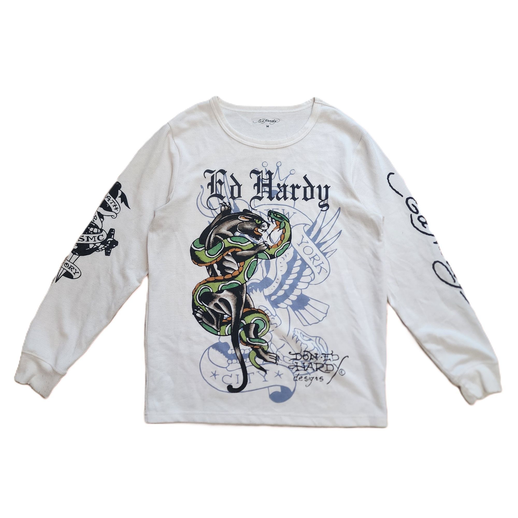 Ed Hardy Ed Hardy White Long Sleeve Thermal Graphic t-shirt Size US M / EU 48-50 / 2 - 1 Thumbnail