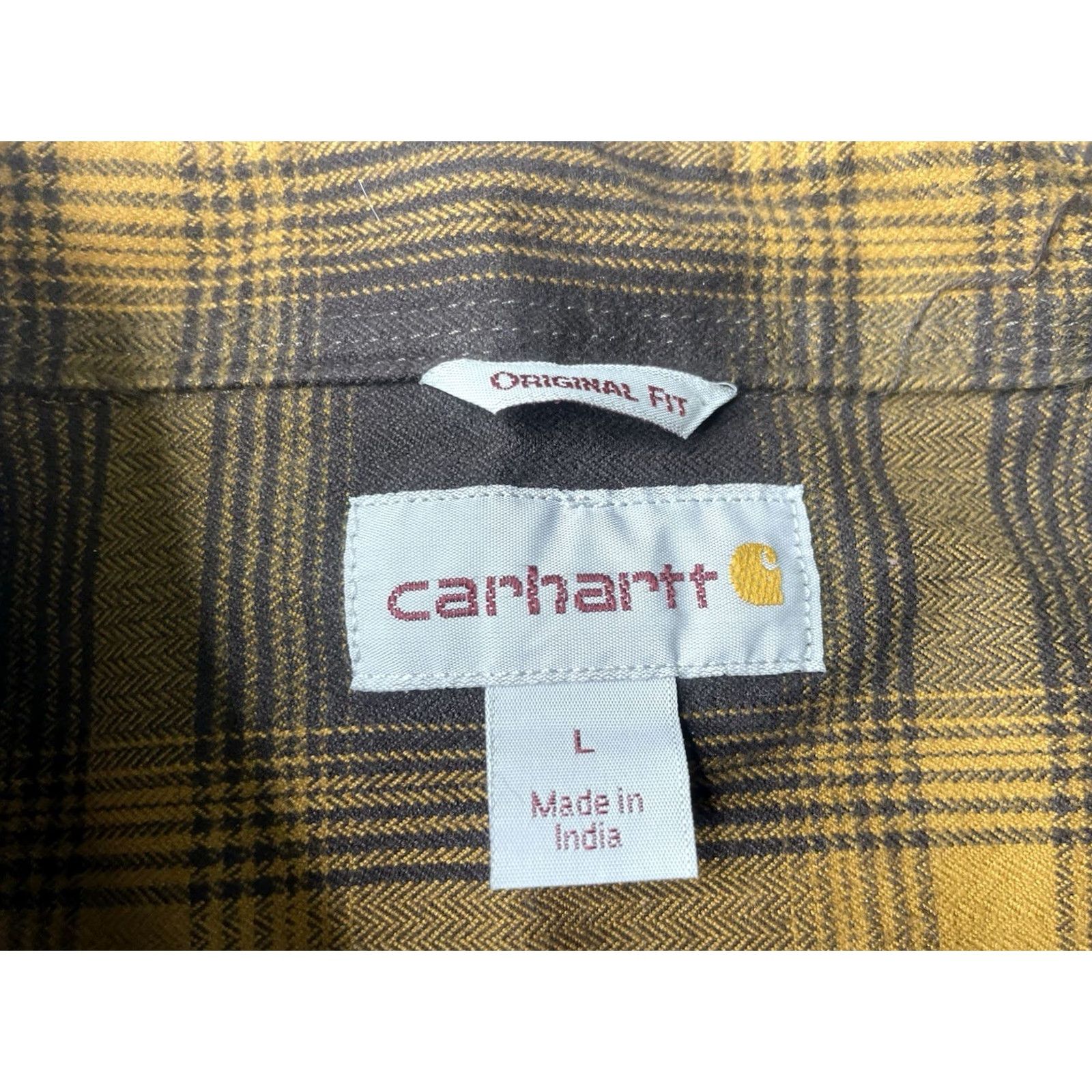 Carhartt Carhartt Work Flannel Shirt Plaid Long Sleeve Regular Fit 104451 B10 Mens Large Brown Cotton Flannel Button-Up Pockets Size US L / EU 52-54 / 3 - 2 Thumbnail