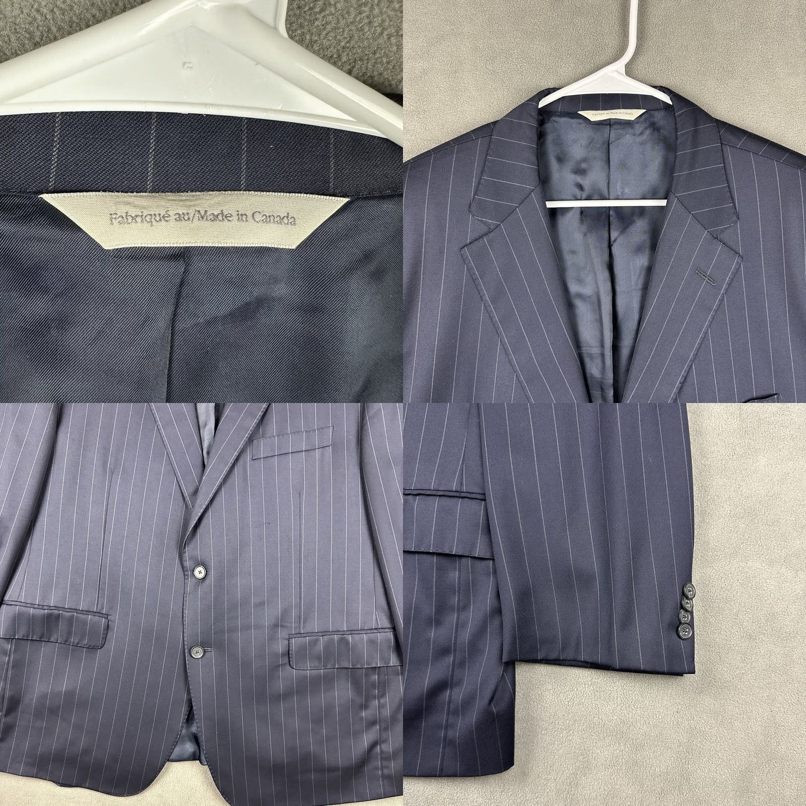 Vintage Samuelsohn Loro Piana Blazer Navy Blue Striped Wool Super 120’s SB Greenwic 48R Size 48R - 9 Thumbnail