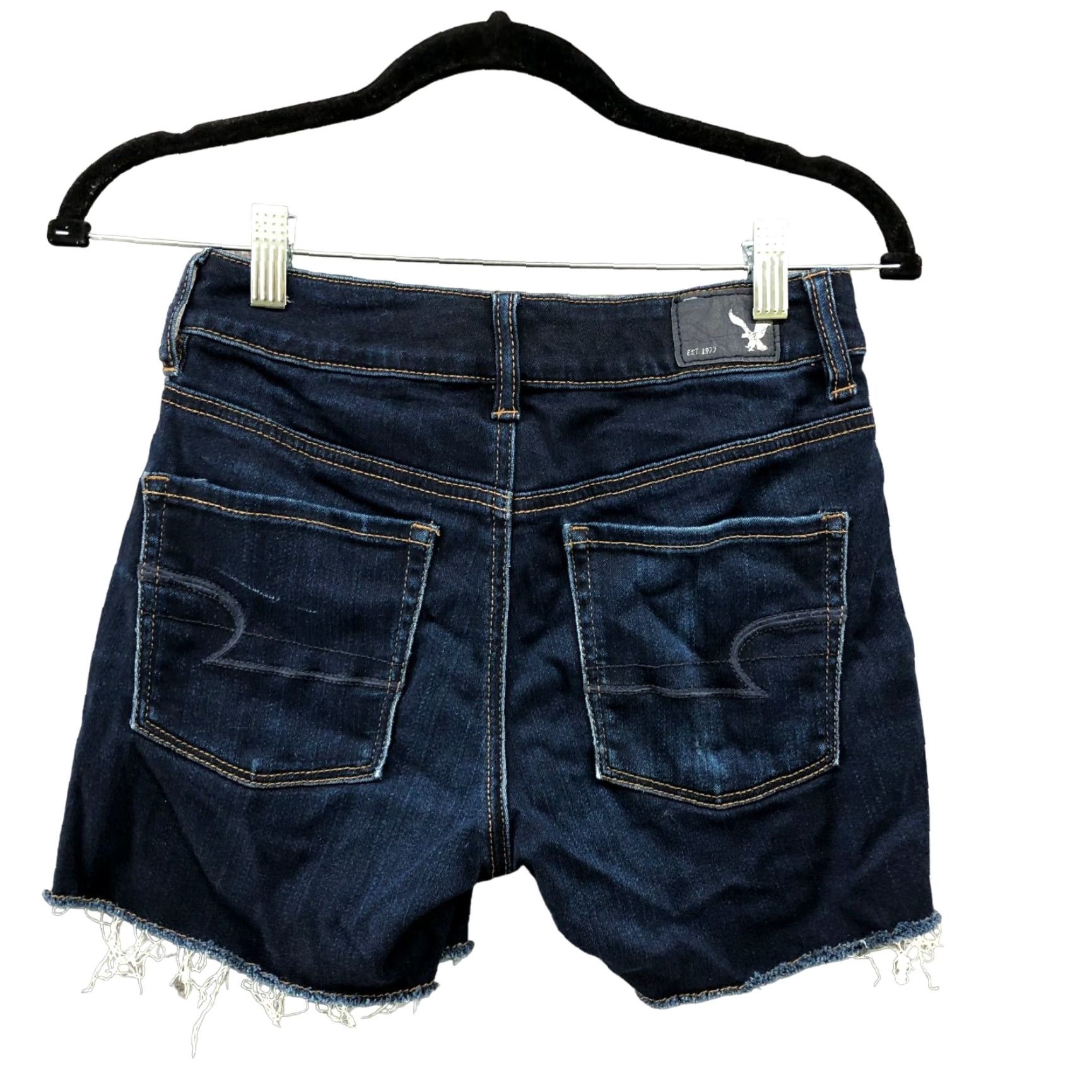 American Eagle Outfitters VINTAGE American Eagle Outfitters Denim Shorts Womens Size 2 Blue Dark Wash Cutoff Bohemian Festival Summer Size 26" / US 2 / IT 38 - 2 Thumbnail