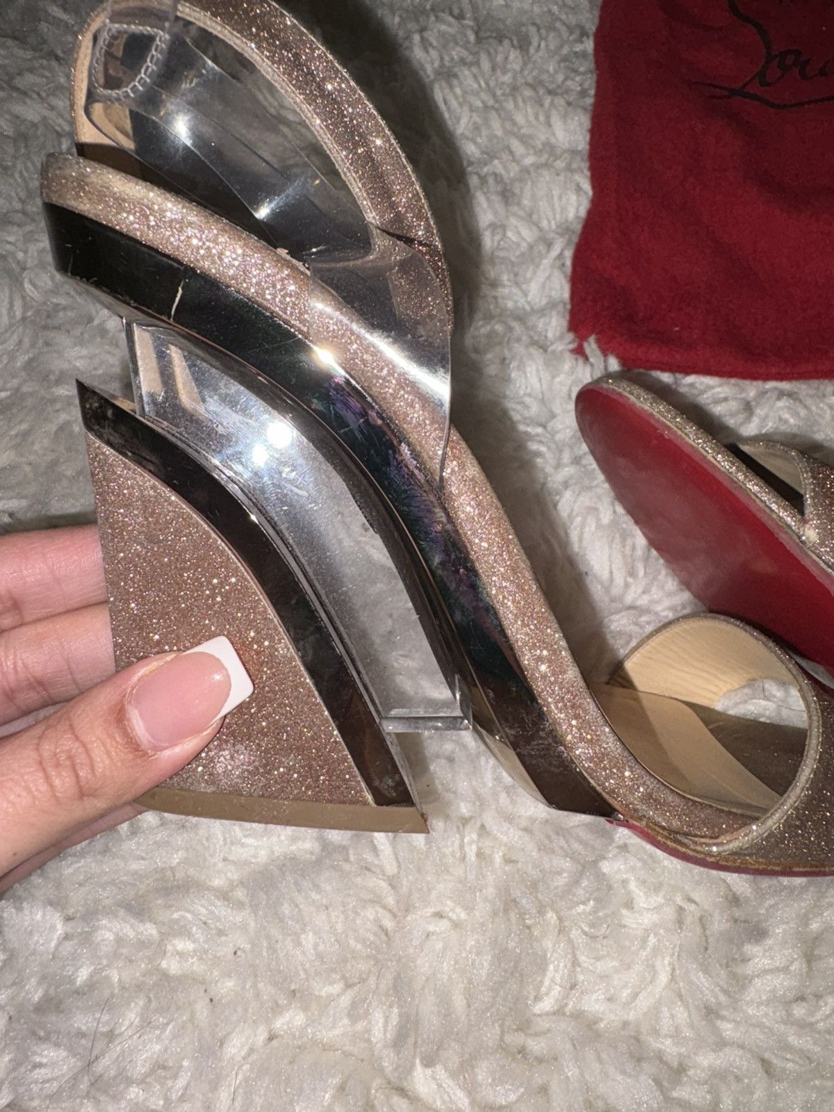Christian Louboutin Christian Louboutin Gold/Glass heel Size US 8.5 / IT 38.5 - 4 Thumbnail