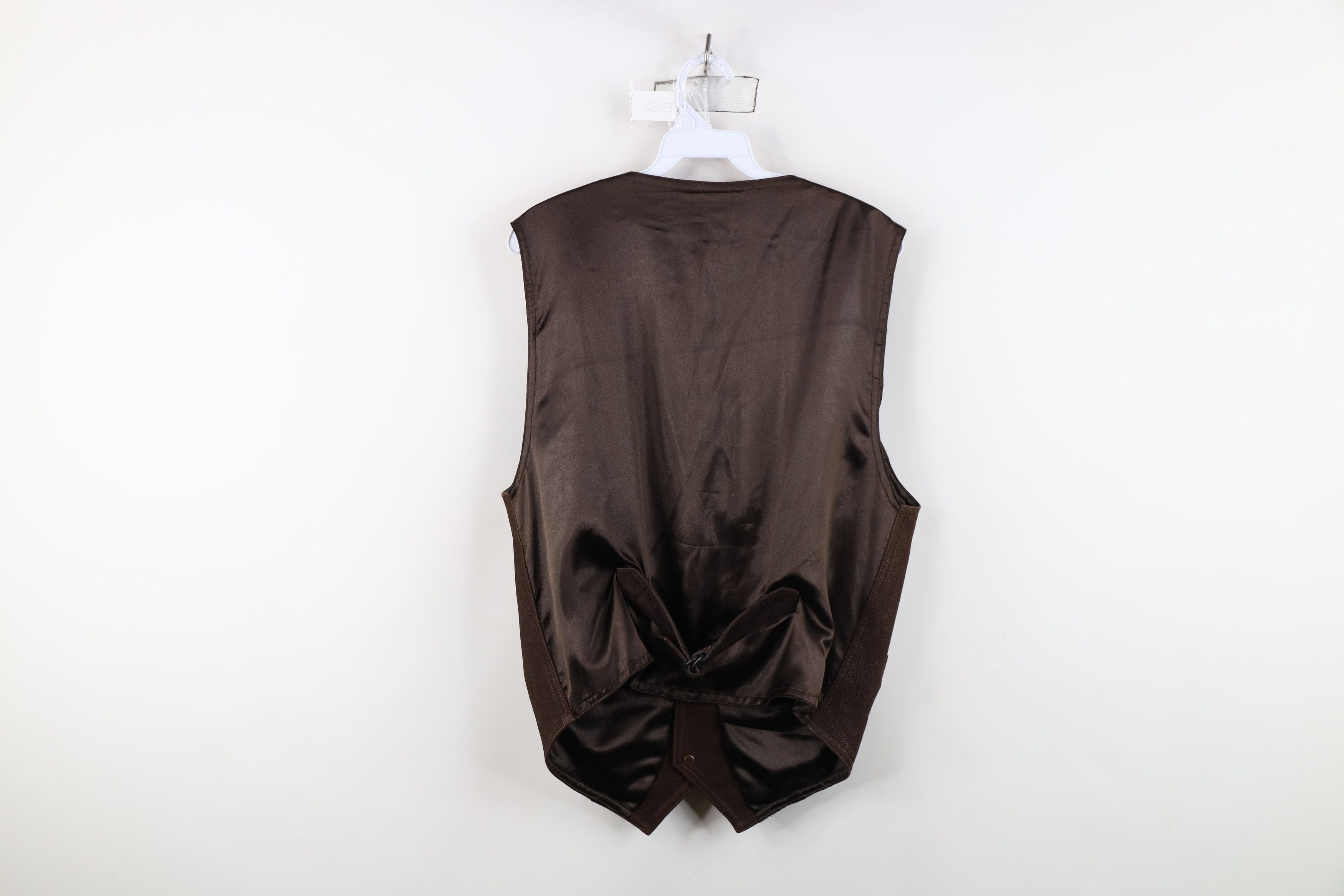 Vintage Vintage 90s Streetwear Leather Buckle Back Vest Jacket Brown Size US M / EU 48-50 / 2 - 12 Thumbnail