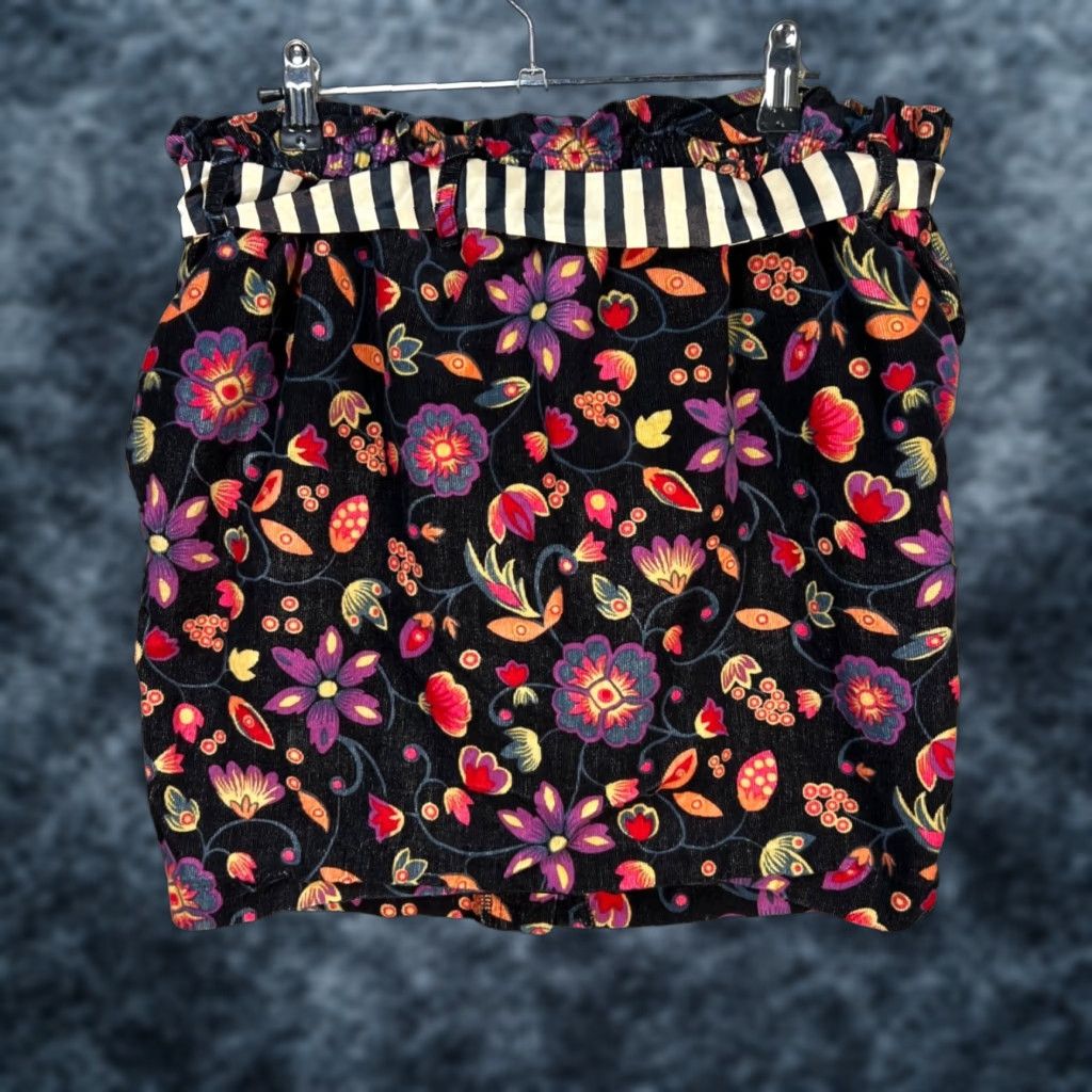 Vintage Pinkyotto Womens Size 30 Floral Print Button-Front Mini Skirt With Striped Belt Size 30" / US 8 / IT 44 - 1 Thumbnail