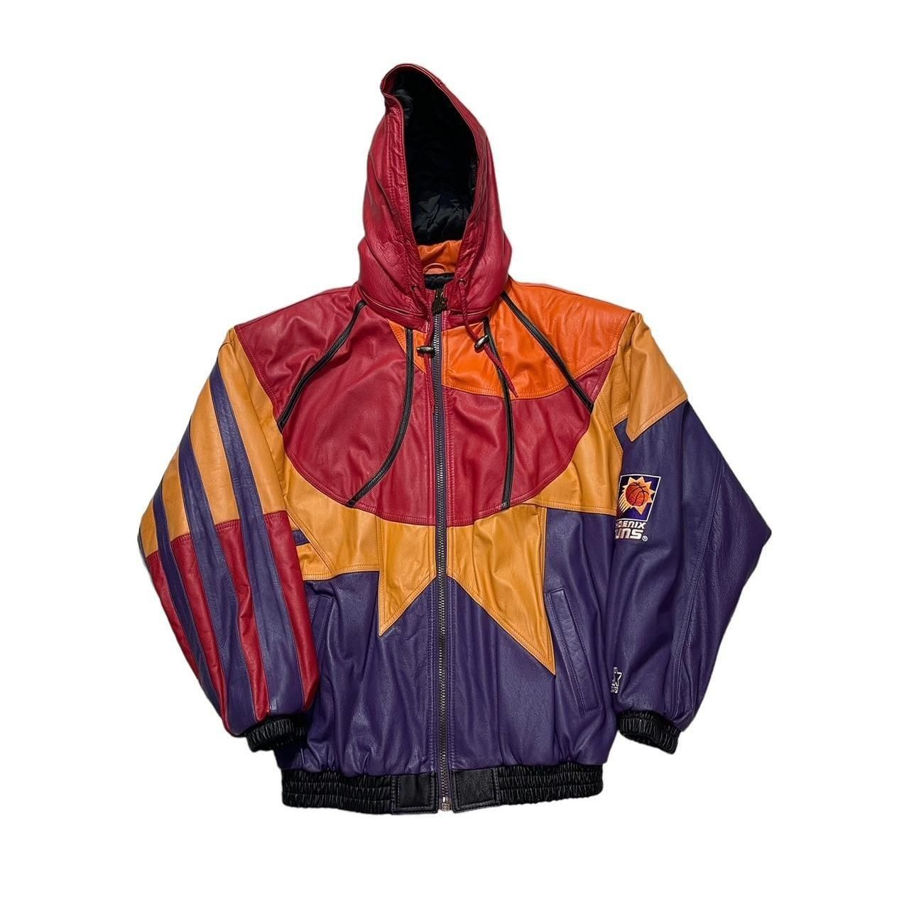 image of NBA x Starter Vintage Phoenix Suns Leather Starter Jacket in Purple, Men's (Size XL)