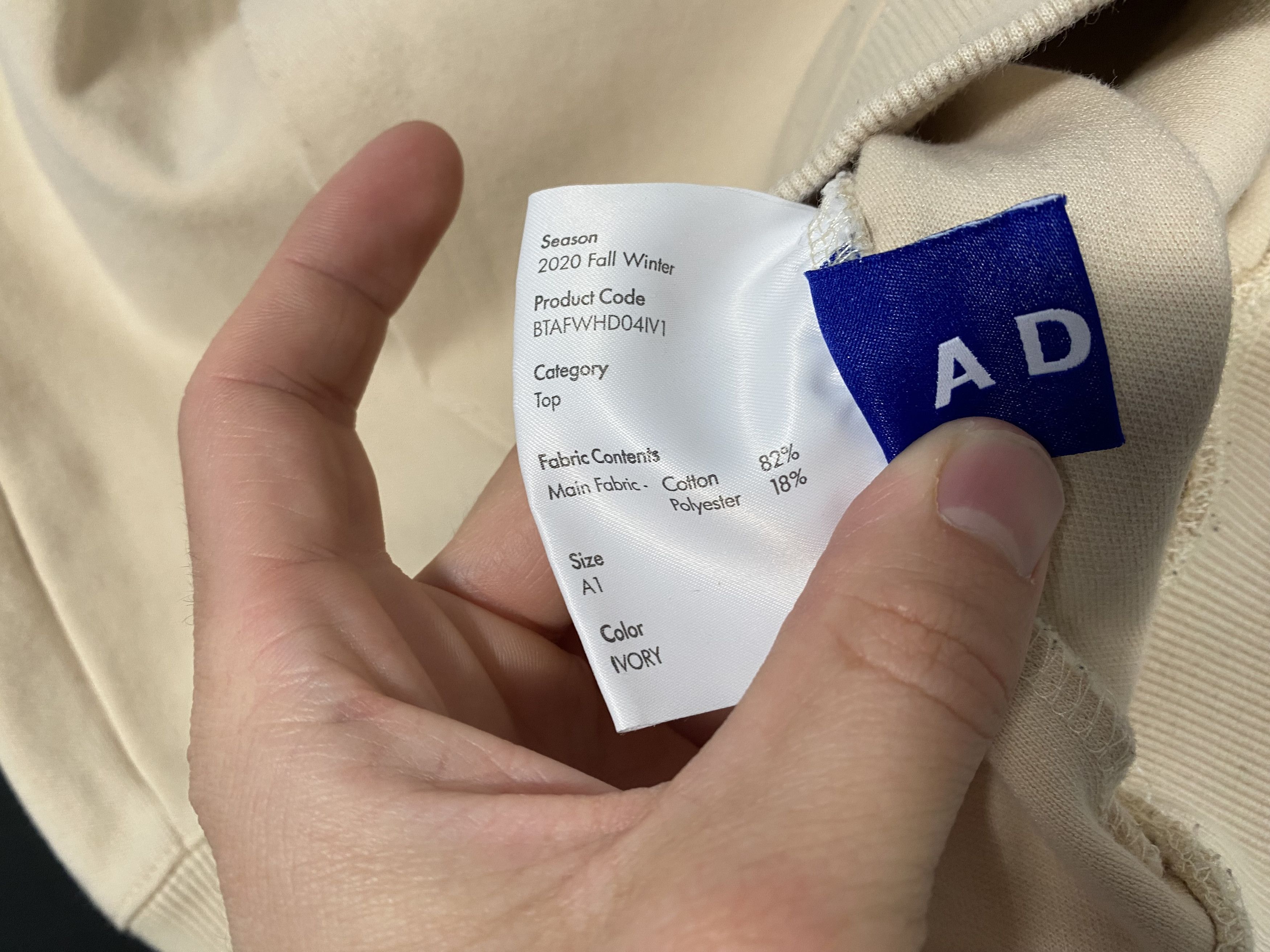 Ader Error Ader Error Felt Logo FW2020 Pullover Hoodie Ivory Size US S / EU 44-46 / 1 - 8 Thumbnail