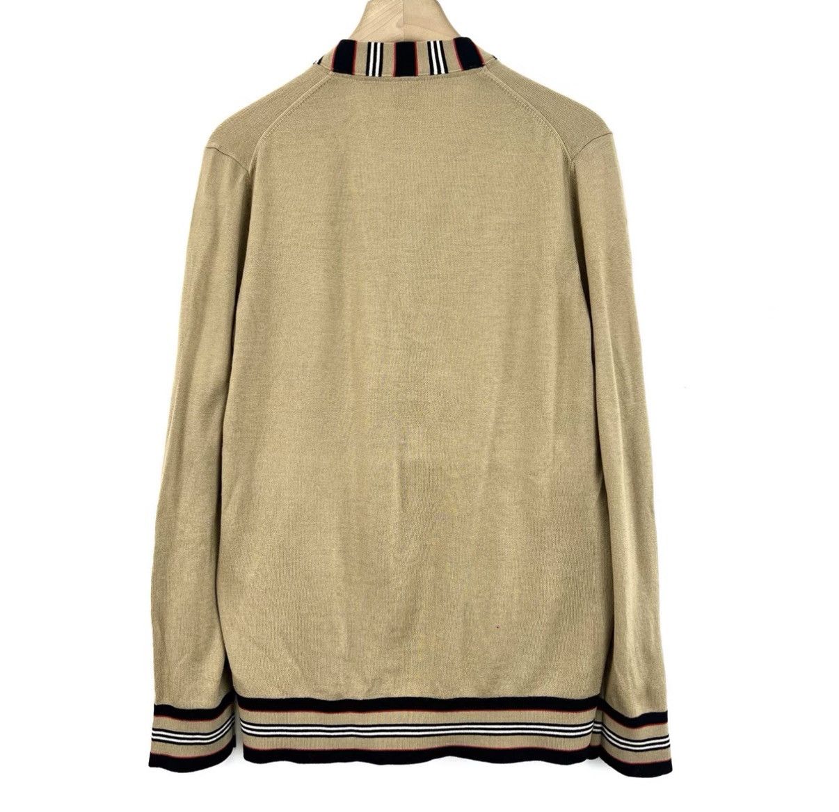 Burberry Burberry/Khaki Striped Panel Knit Cardigan K12 Size XL / US 12-14 / IT 48-50 - 2 Thumbnail