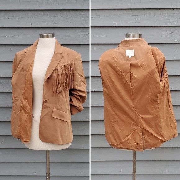 Cinq a Sept × Designer Cinq a Sept 5 à 7 Dani Cinnamon Tan Fringe Western Blazer 4 Size S / US 4 / IT 40 - 4 Thumbnail