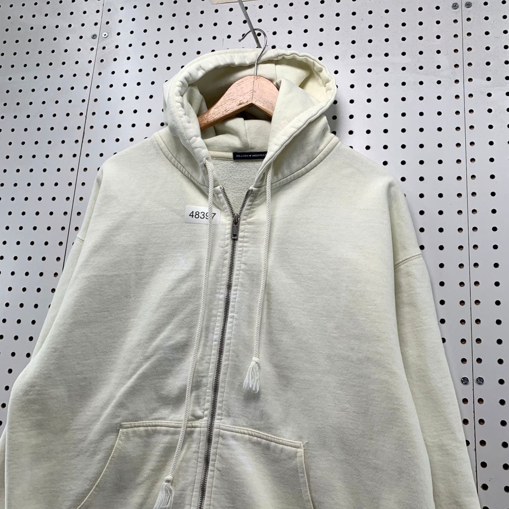 Brandy Melville Brandy Melville Zip Hoodie Sweatshirt Womens One Size Beige Heavyweight Oversize Size ONE SIZE - 6 Thumbnail