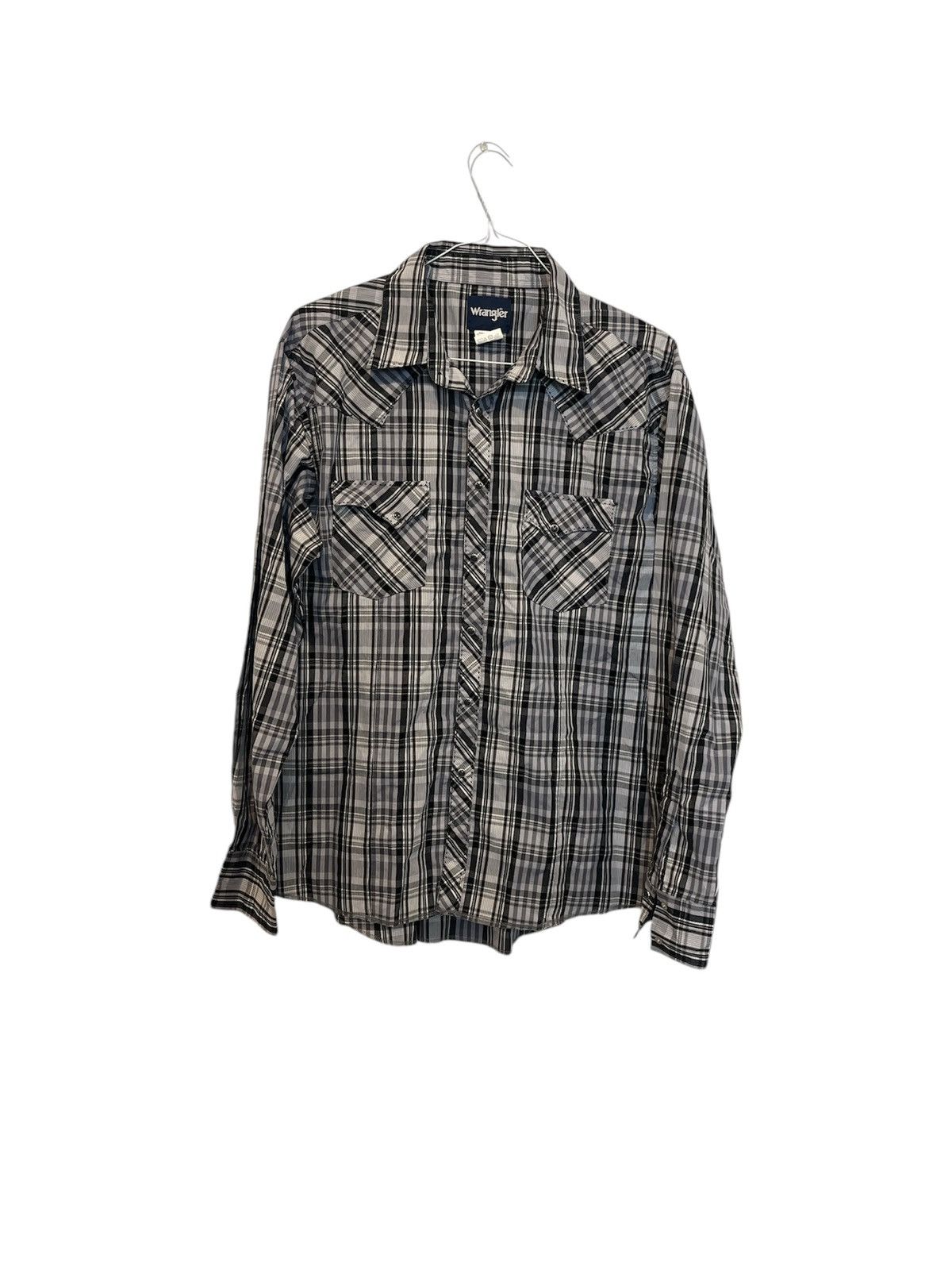 Wrangler Wrangler Men’s Size XL Black White Flannel Pearl Snap Size US XL / EU 56 / 4 - 1 Thumbnail