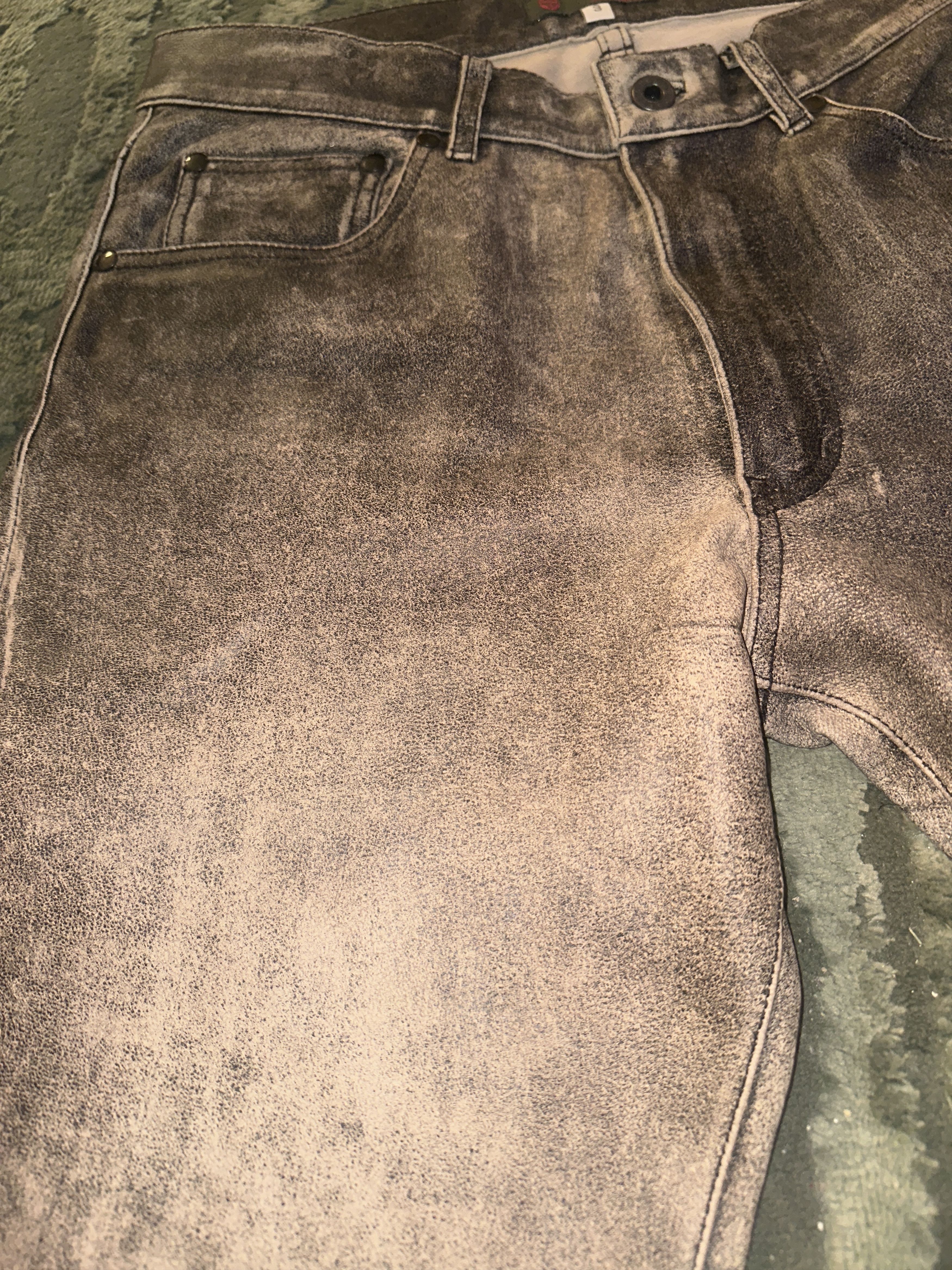 291295=Homme 291295 = Homme Faded Leather Jeans Size US 30 / EU 46 - 2 Thumbnail