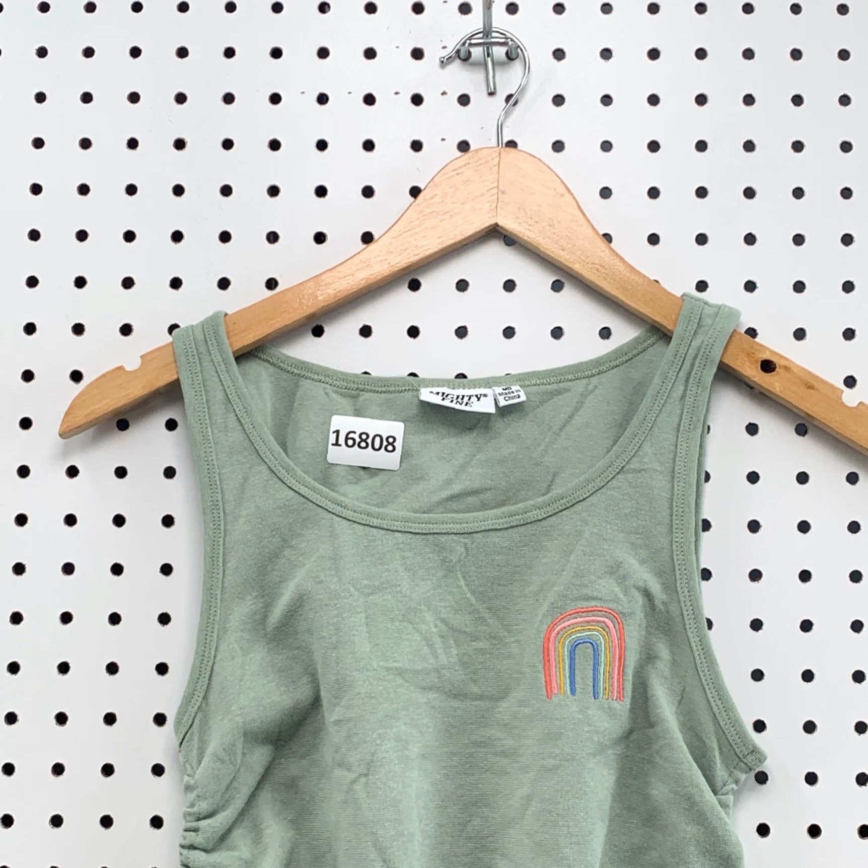 Vintage Mighty Fine Tank Top Shirt Womens Medium Green Sleeveless Rainbow Scrunch New Size M / US 6-8 / IT 42-44 - 2 Thumbnail