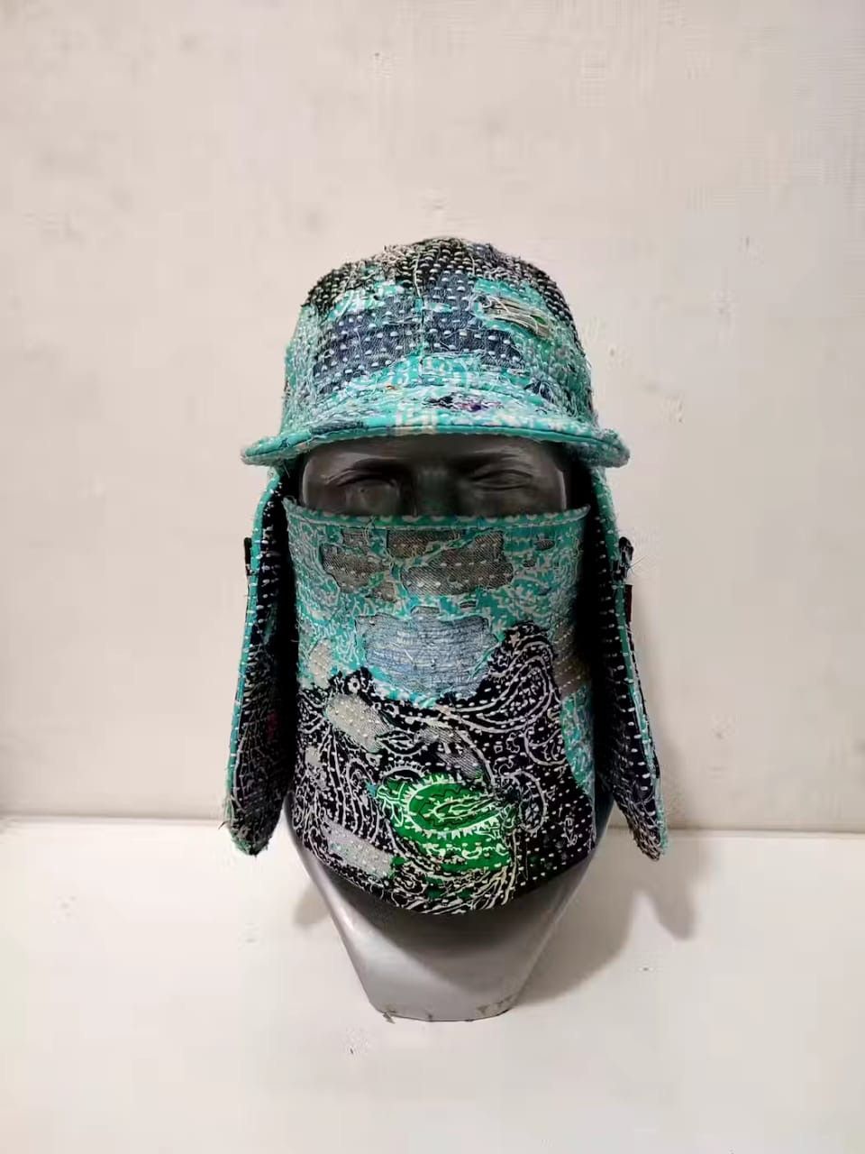 Handmade Custom Made Distressed Patchwork Trapper Ninja Hats Boro Size ONE SIZE - 1 Thumbnail