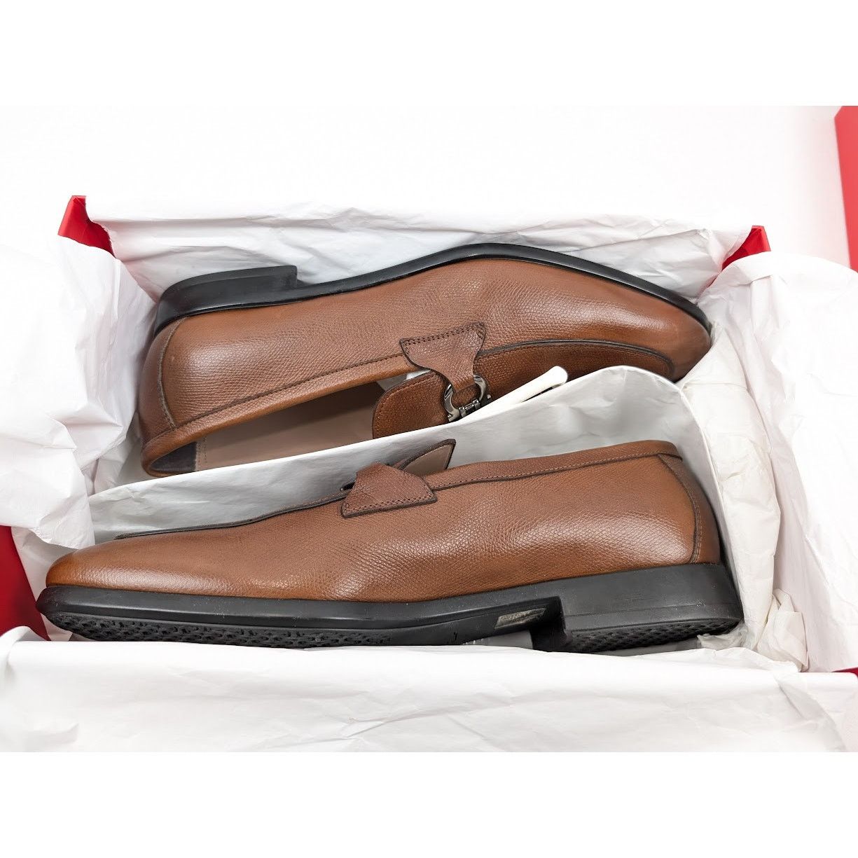 Salvatore Ferragamo o1rshd1 Radica Pebble Calf Loafers in Brown Size US 11 / EU 44 - 22 Thumbnail