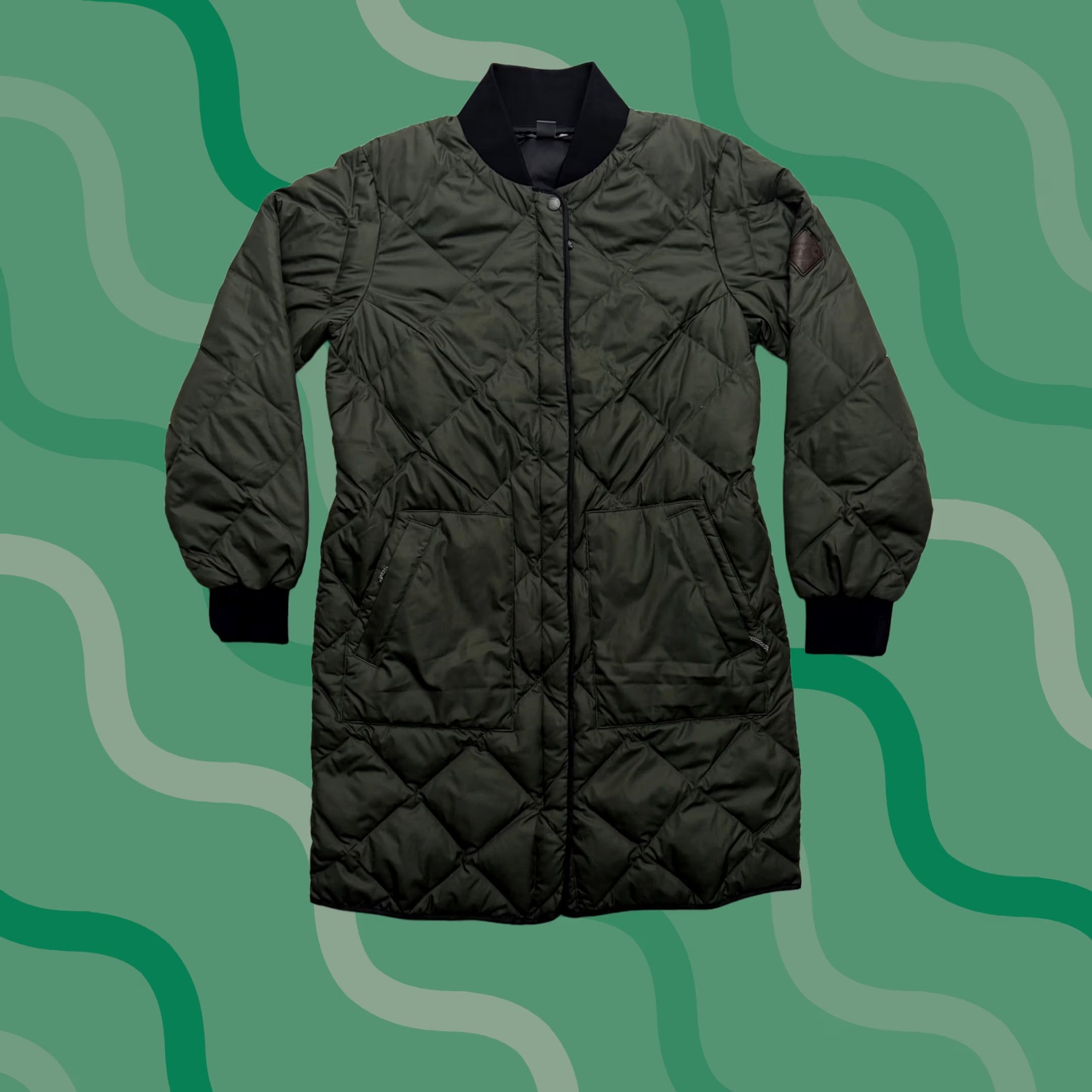 Eddie Bauer Eddie Bauer Quilted Jacket Coat Womens Small Down Fill Bomber Full Zip Mid-Length Long Sleeve Green Size S / US 4 / IT 40 - 1 Thumbnail
