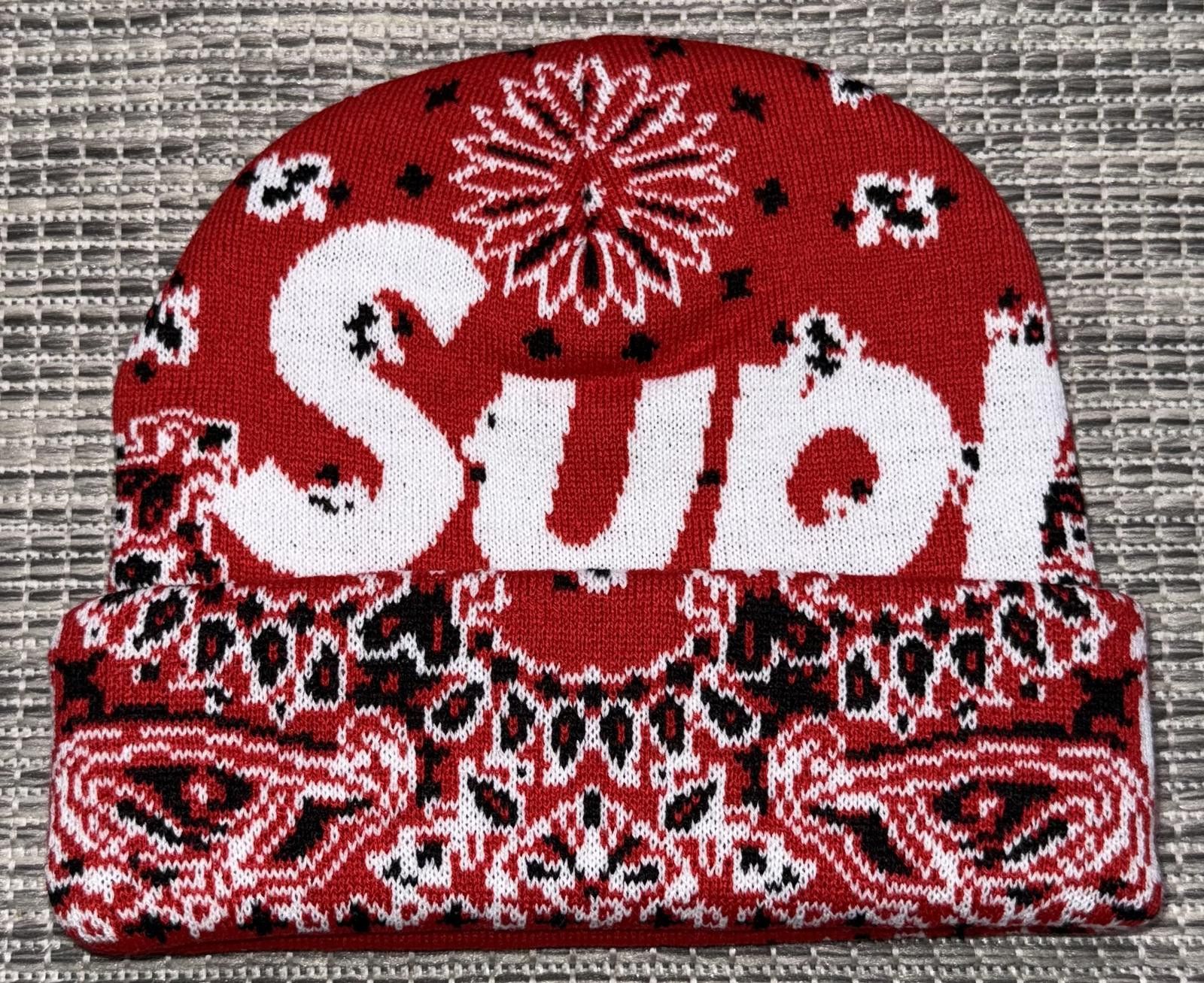 Supreme Supreme Red Bandana Big Logo Beanie Size ONE SIZE - 1 Thumbnail