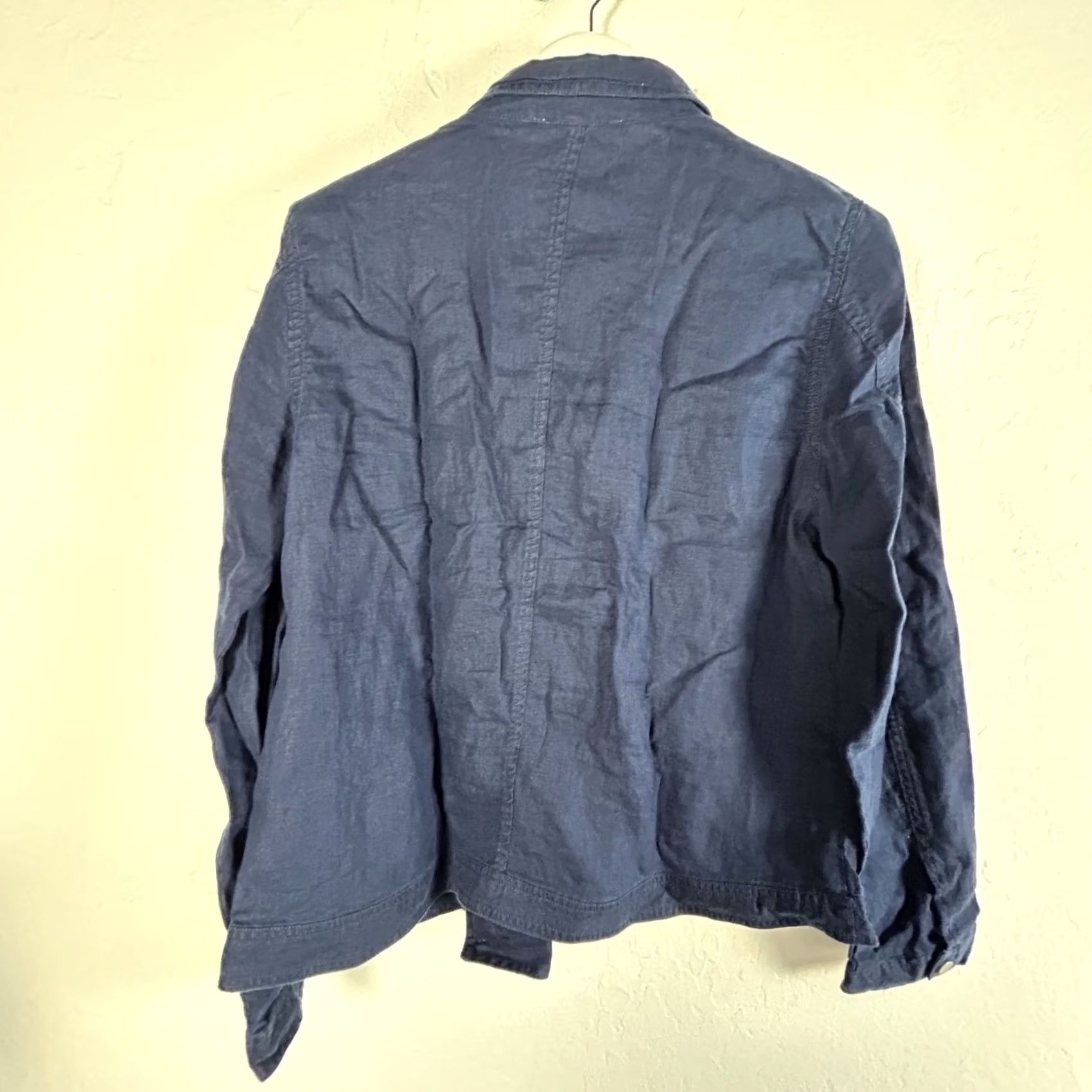 Cynthia Rowley Cynthia Rowley Womens Jacket XL Blue 100% Linen Moto Zip Up Lightweight Biker Shirt/Coat Size XL / US 12-14 / IT 48-50 - 2 Thumbnail
