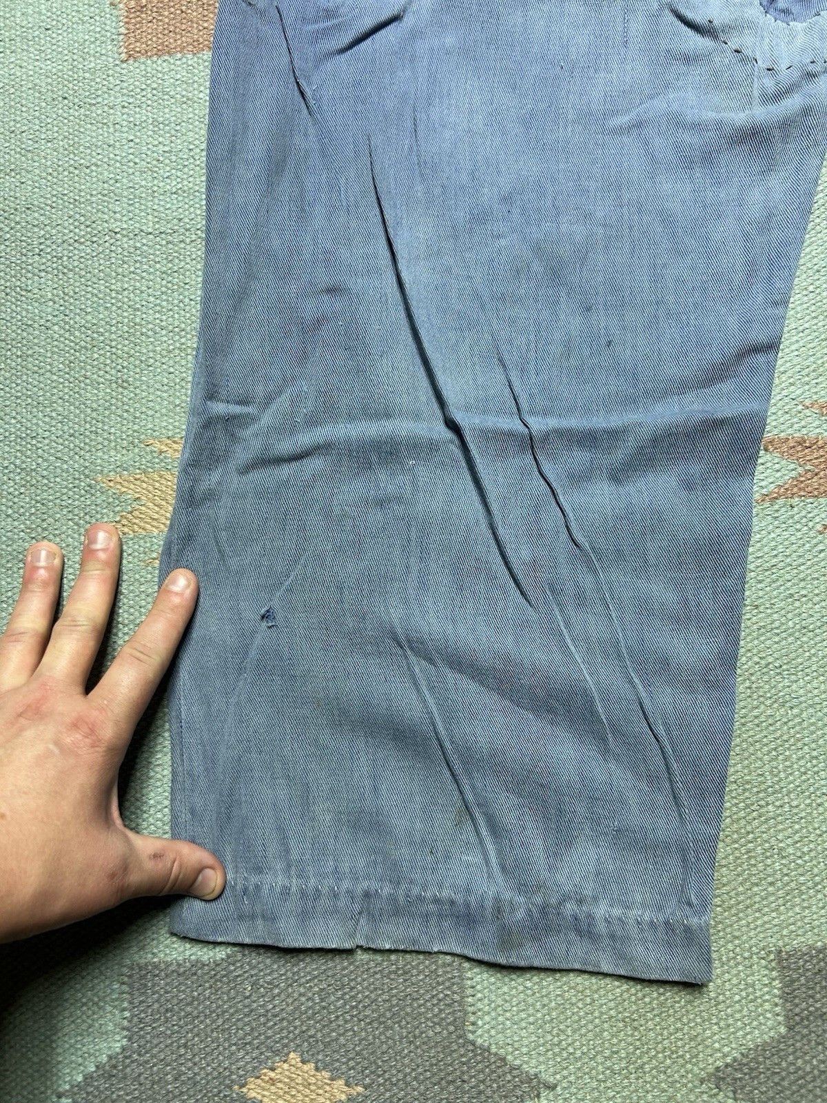 Vintage 1950s side zip pants pedal push farm worn repaired gabardine Size 31" - 15 Thumbnail