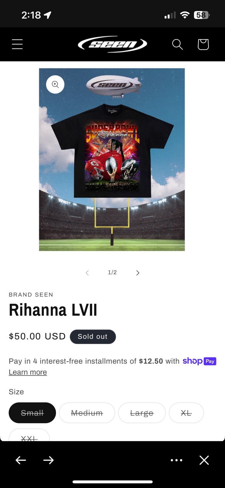 Rihanna BRAND SEEN - RIHANNA SUPERBOWL Size US L / EU 52-54 / 3 - 4 Thumbnail