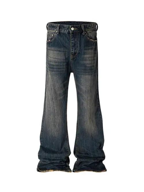 VIBE High street bamboo texture style retro bootcut baggy jeans Size US 30 / EU 46 - 5 Thumbnail