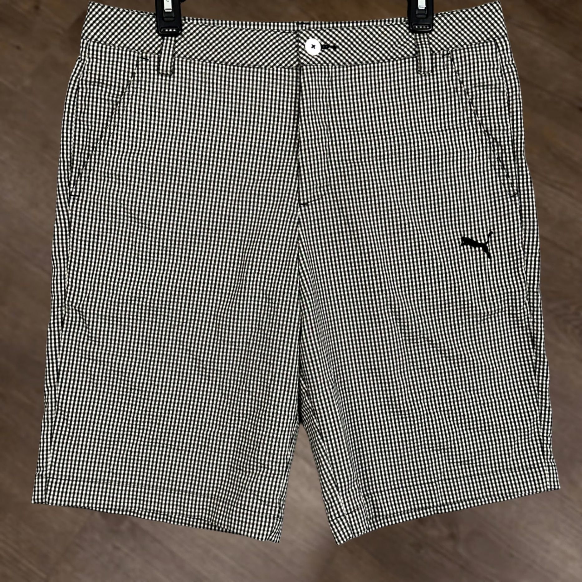 Puma Puma Shorts Men 34 Black White Golf Gingham Check Performance Stretch Pocket EUC Size US 34 / EU 50 - 1 Thumbnail