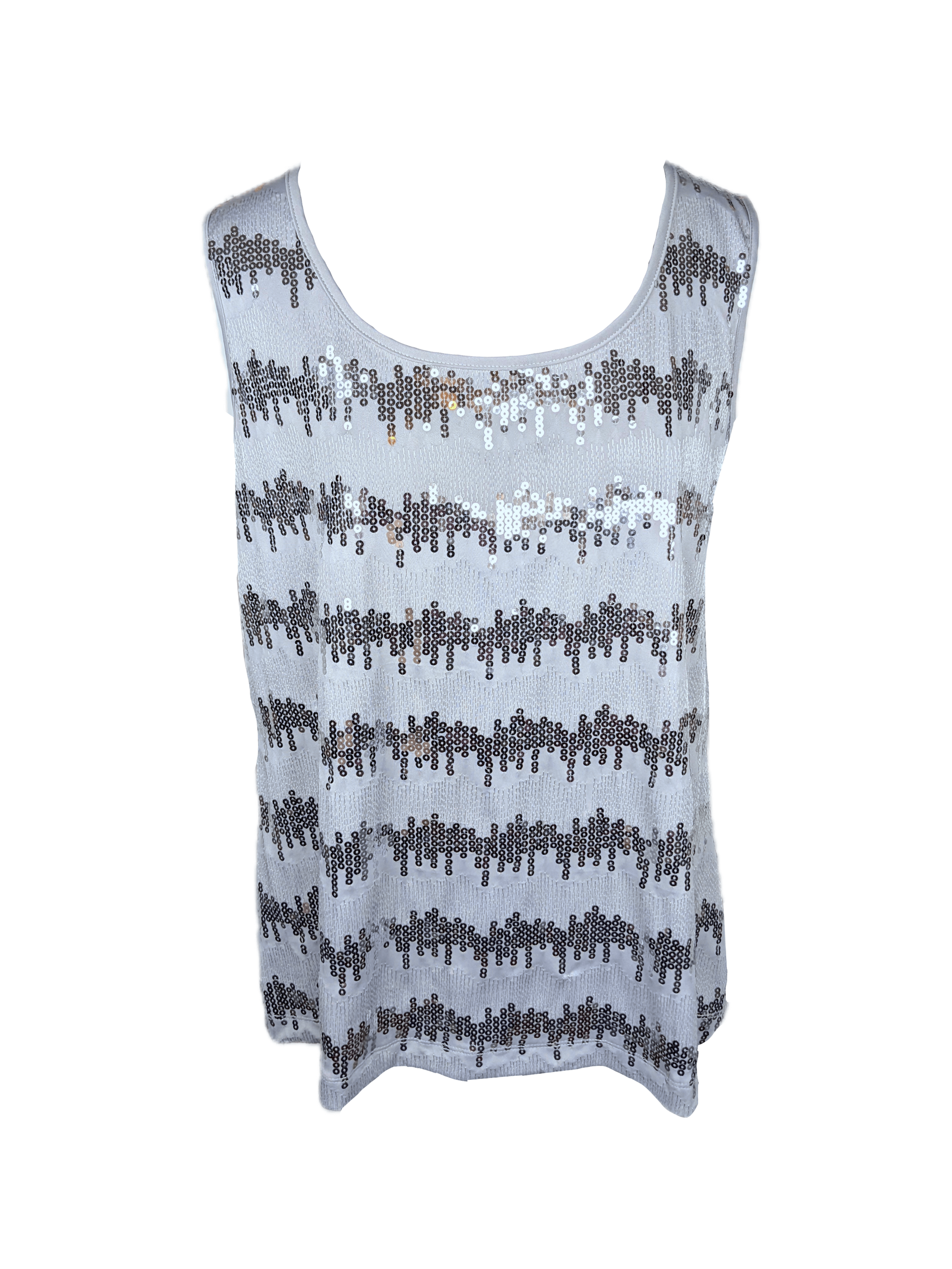 Macys NEW Gray & Silver Sequin Top Size XL / US 12-14 / IT 48-50 - 2 Thumbnail