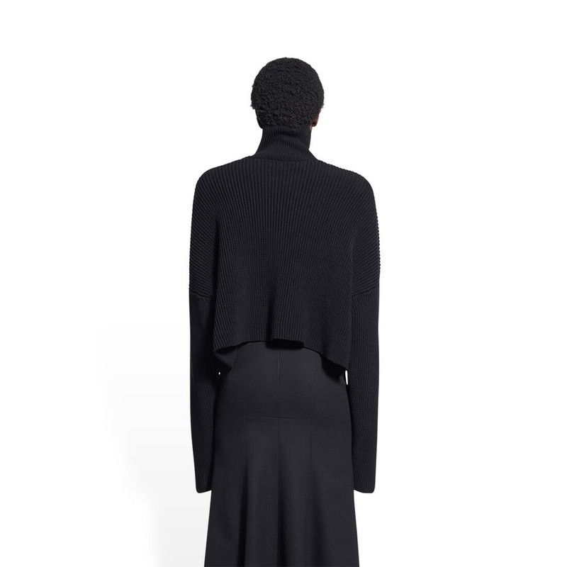 Balenciaga o1bcso1str0326 Cropped Sweater in Black Size S / US 4 / IT 40 - 4 Thumbnail
