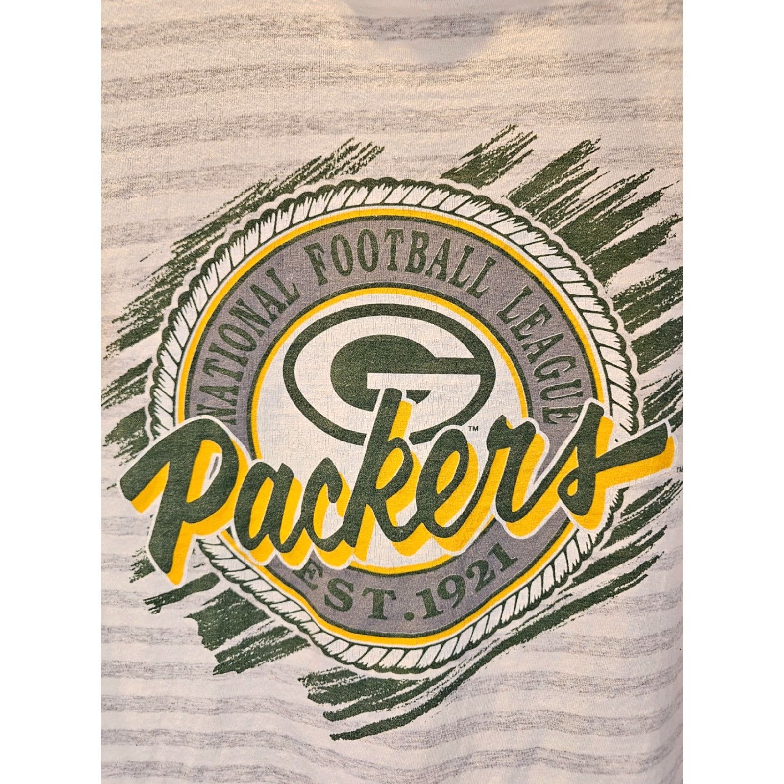 NFL VINTAGE GREEN BAY PACKERS NFL SINGLE STITCH STRIPED COTTON T-SHIRT SZ LARGE Size US L / EU 52-54 / 3 - 2 Thumbnail