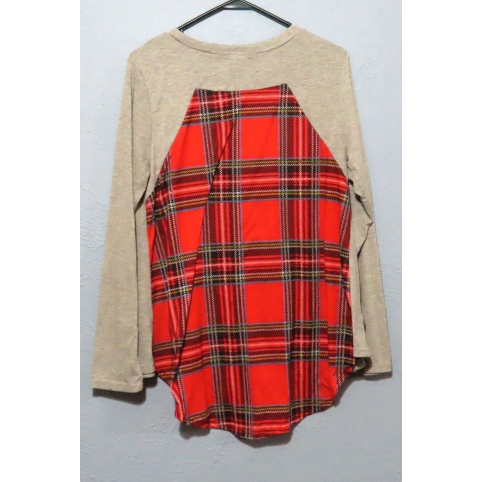 Vintage Simply Southern Women's L Red Plaid Deer Gray Long Sleeve Sleepshirt Gown Size L / US 10 / IT 46 - 6 Thumbnail