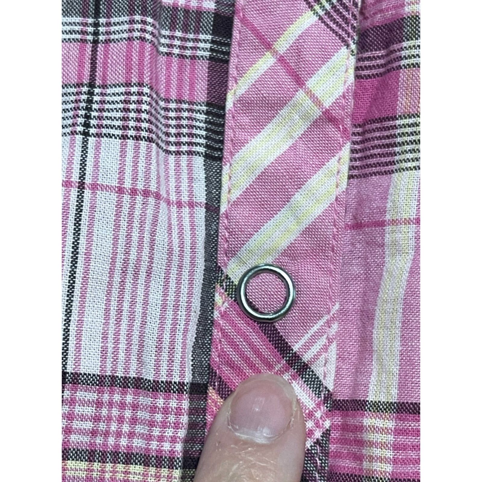 Vintage LEI Shirt Women's L Plaid Long Sleeve Button Up Black Pink Yellow White Casual Modern Collar/ button-Up 100% Size L / US 10 / IT 46 - 5 Thumbnail