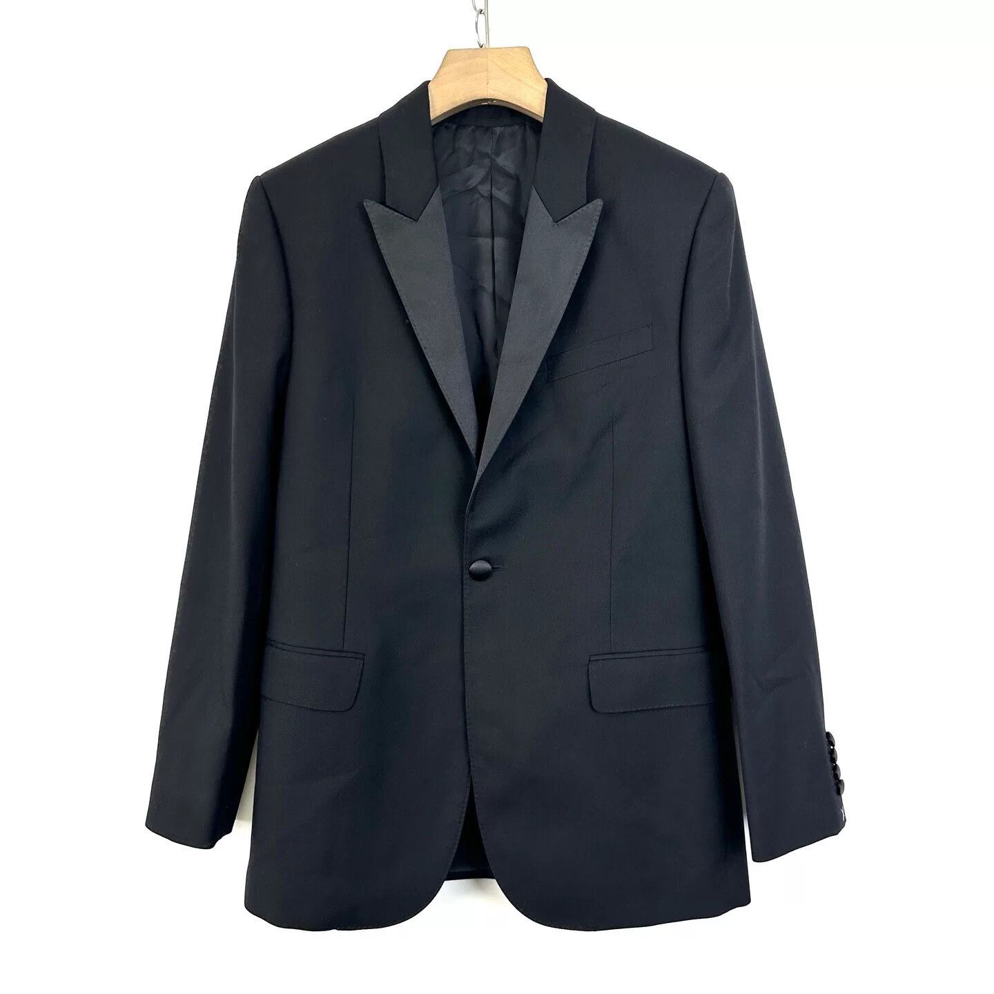 Celine Celine Women's Black Satin Peak Lapel Suit Jacket Size XXS / US 00 / IT 34 - 1 Thumbnail
