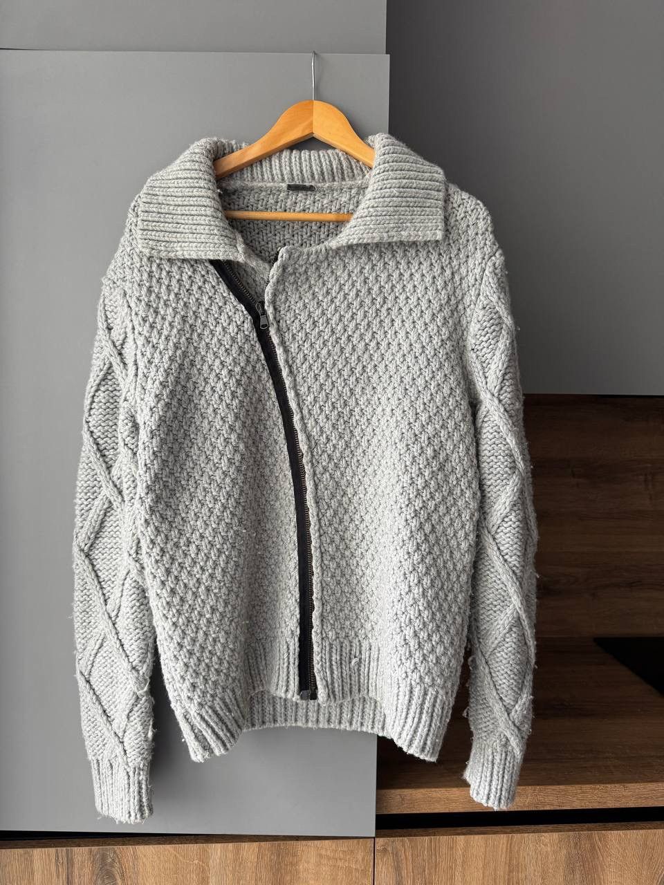 Absolut Joy × Japanese Brand Absolut Joy Knit Grey Sweater Biker Jacket Size US XL / EU 56 / 4 - 1 Thumbnail