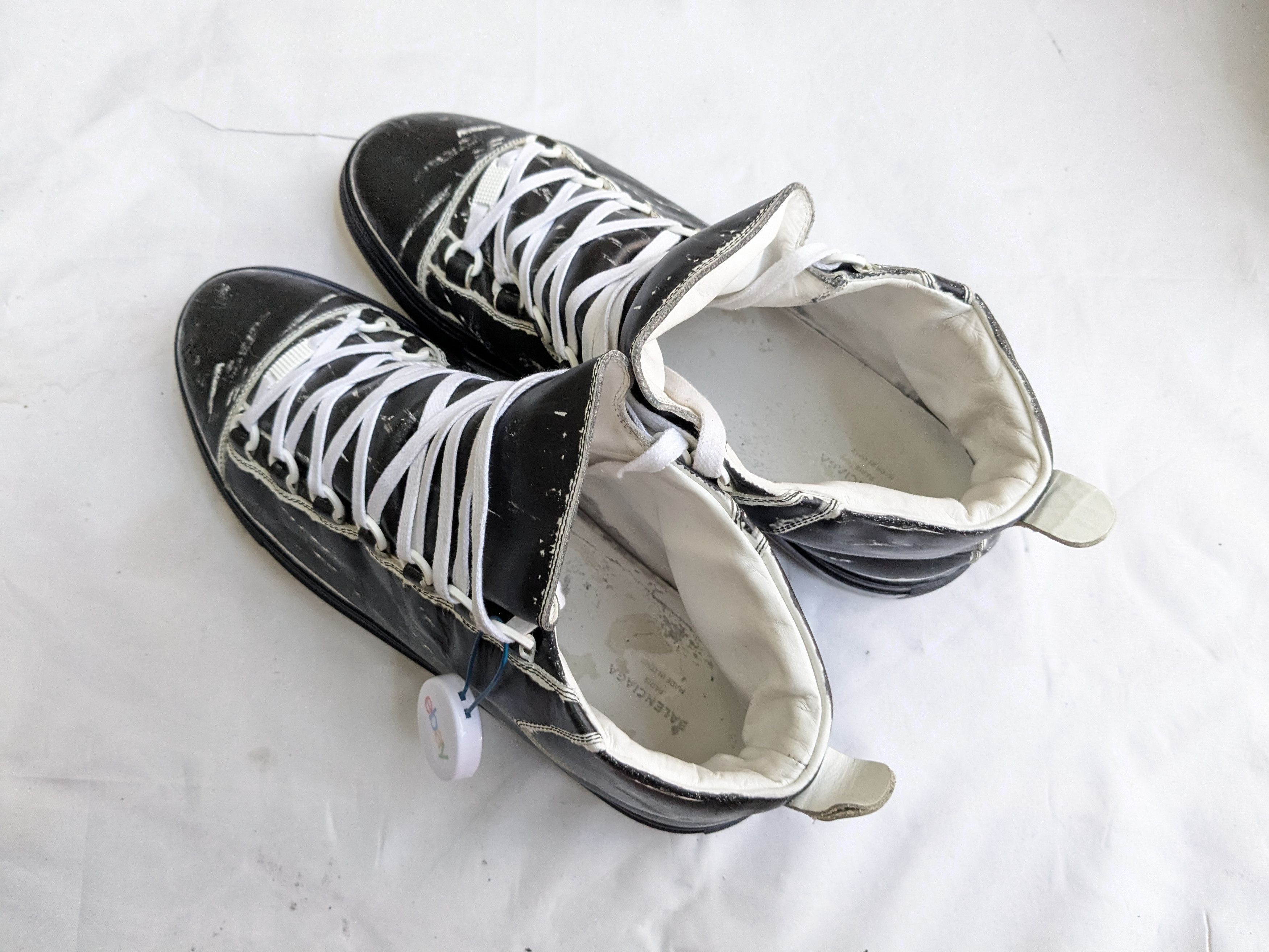 Balenciaga Balenciaga Arena Black White 11 Leather High Tops Size US 11 / EU 44 - 11 Thumbnail