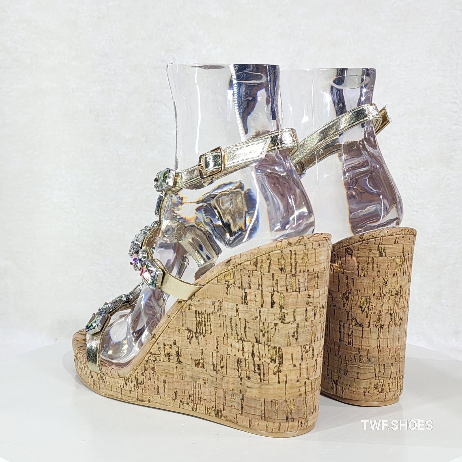 Other Summer Time Colorful Jeweled Cork Wedge High Heel Sandals (U Size US 6 / IT 36 - 3 Thumbnail