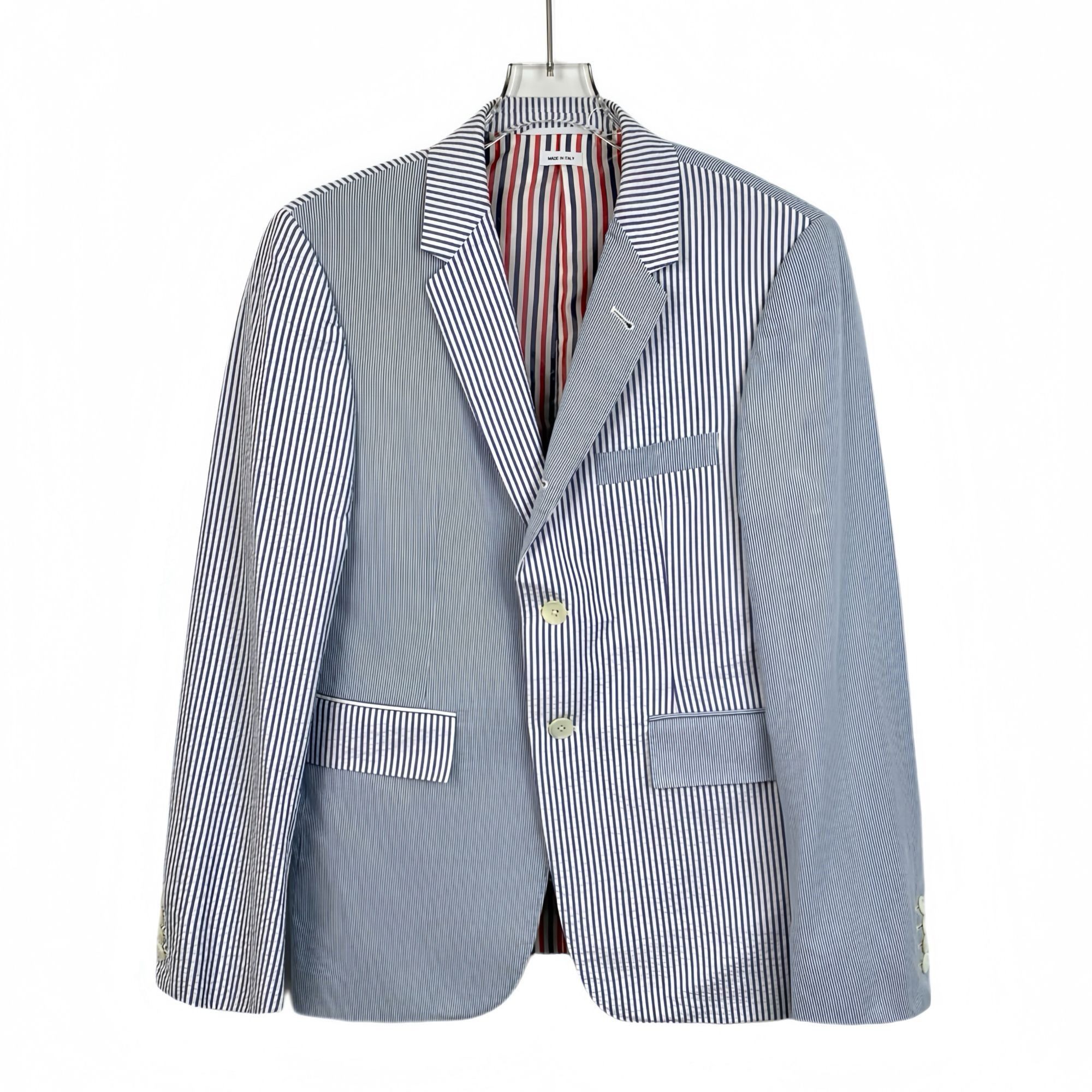 Thom Browne Thom Browne Mens Striped Blazer Size 1 Classic Fit Blue & Wh Size US S / EU 44-46 / 1 - 1 Thumbnail