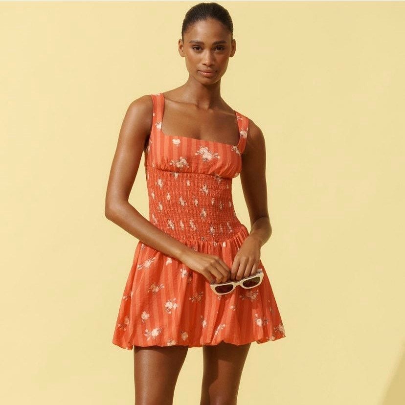 Anthropologie NWT By Anthropologie Square-Neck Smocked Mini Dress Size M / US 6-8 / IT 42-44 - 1 Thumbnail