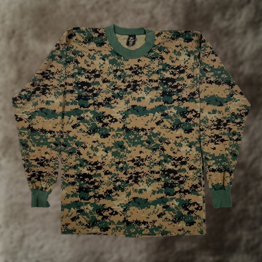 Vintage Vintage Tee Swing Green Camouflage Long Sleeve T-Shirt Mens Large Crew Neck Shirt Camouflage Pattern Fall Cotton Polyester Jersey 50/50 Size US L / EU 52-54 / 3 - 1 Thumbnail