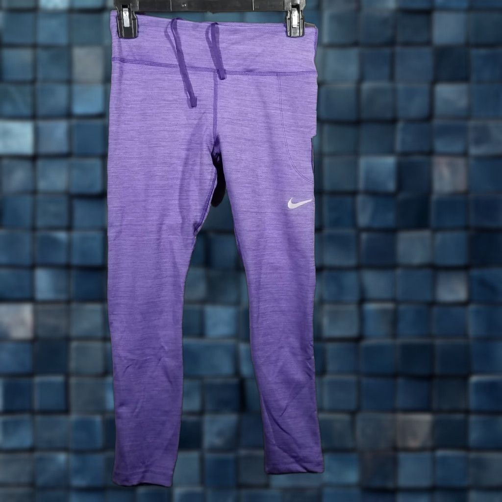 Nike NIke Women's Running Crop Leggings 7/8 Purple BV0038-547 Leggings S Pockets Zip Pocket Dri-FIT Activewear Womens Size 28" / US 6 / IT 42 - 1 Thumbnail