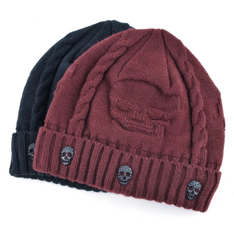 Jewelry Black Skull Beanie Cap Goth Winter Hat Furry Demon Size ONE SIZE - 5 Thumbnail