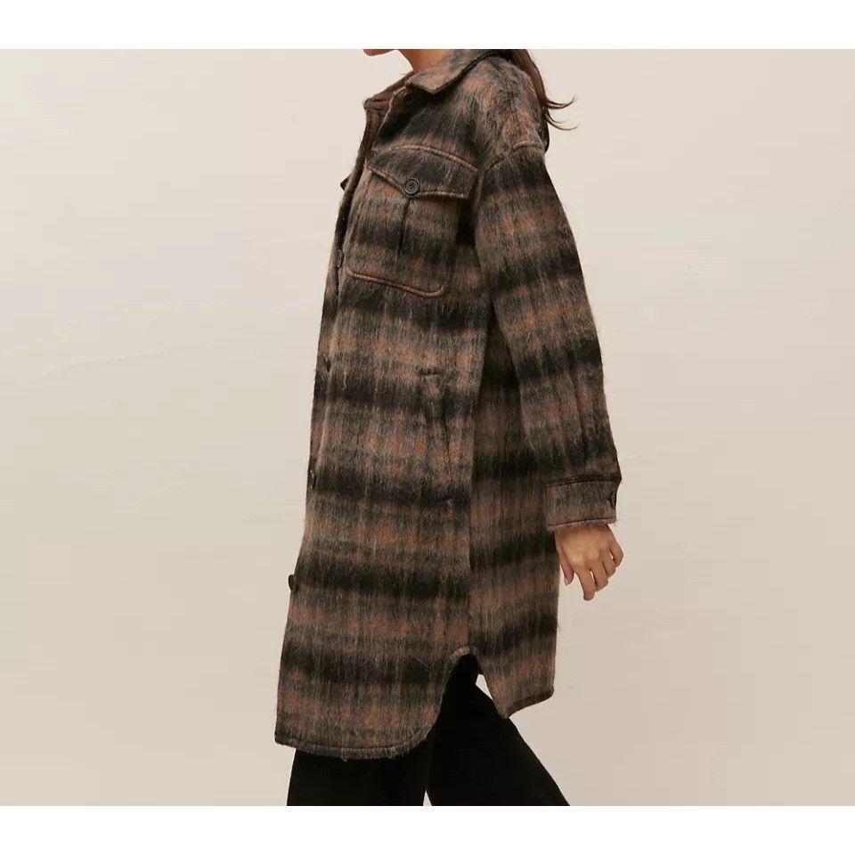 7 For All Mankind 7 For All Mankind Plaid Button Up Coat Pockets S Brown Black Size S / US 4 / IT 40 - 9 Thumbnail