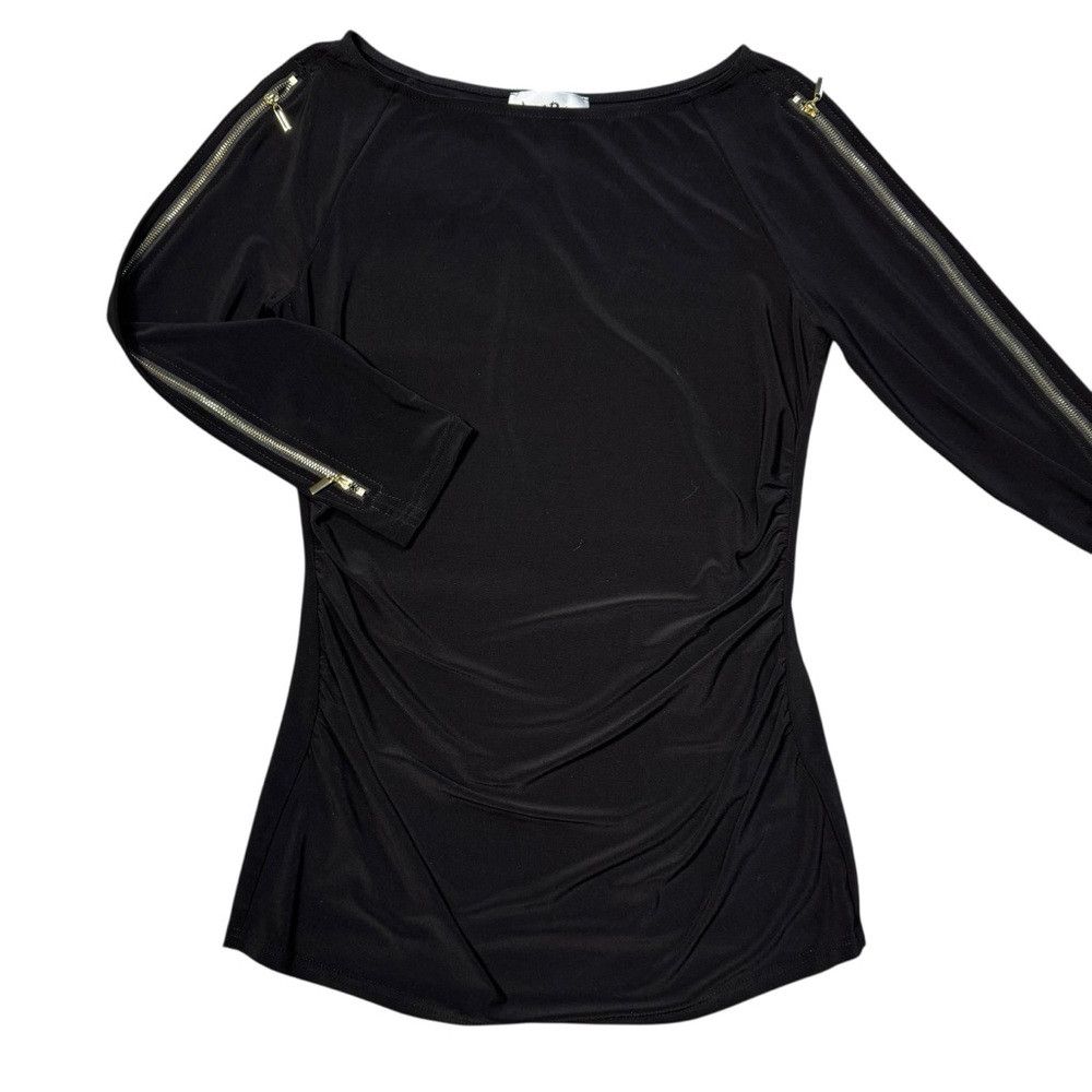 Joseph Ribkoff Joseph Ribkoff Black Zip Sleeve Top Size 8 Size M / US 6-8 / IT 42-44 - 5 Thumbnail