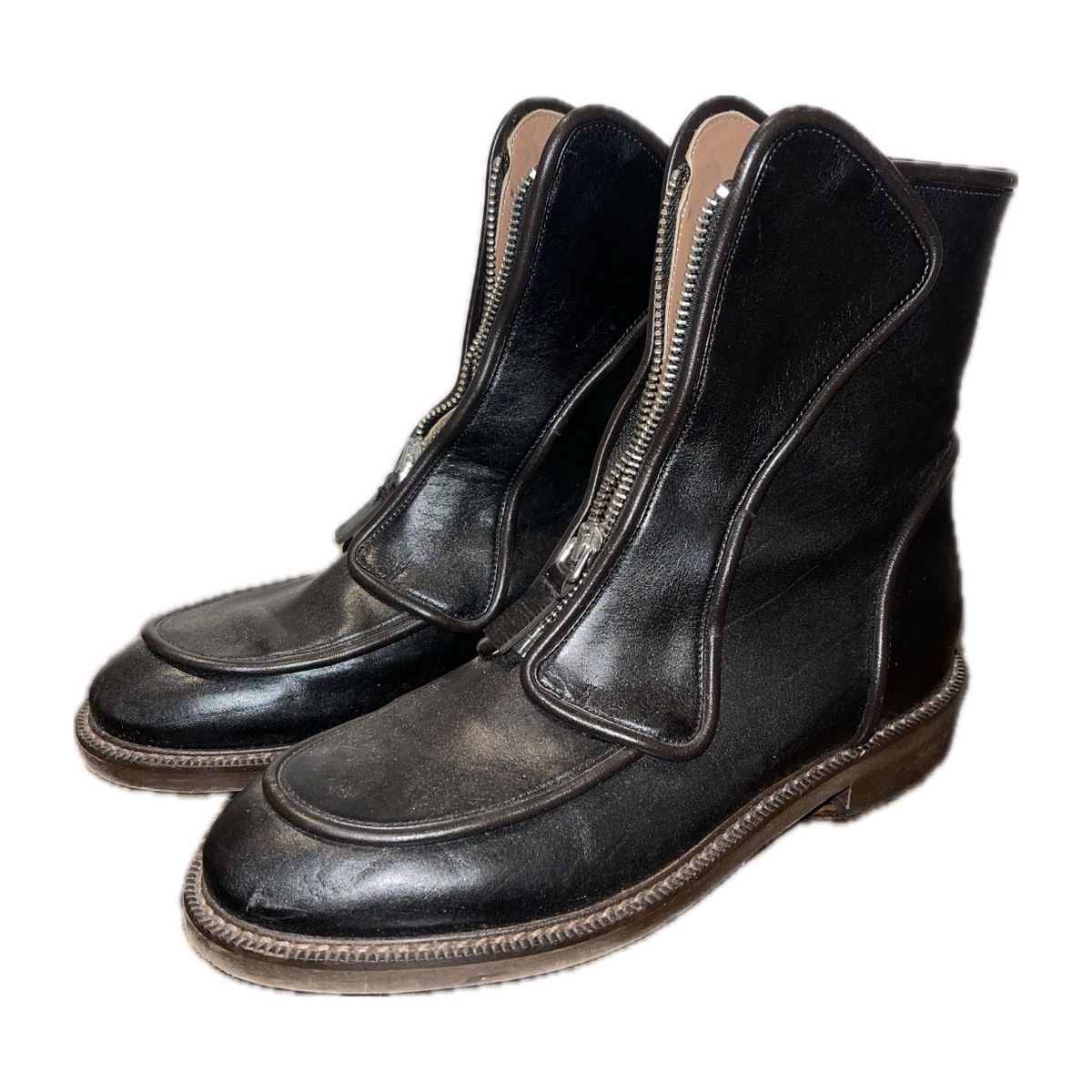 Marni MARNI zip-up Black Flat Leather Boots Size US 7.5 / IT 37.5 - 1 Thumbnail